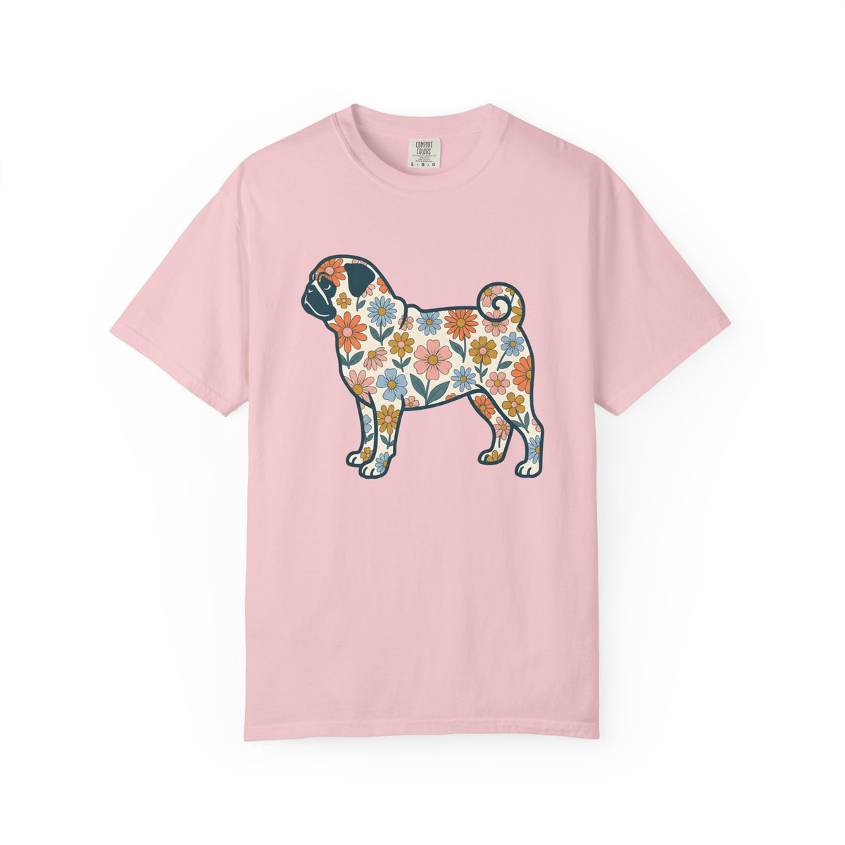 Pug Dog Shirt Dog Floral Unisex Gift Floral Graphic Tee Puggle T-Shirt Dog Fan