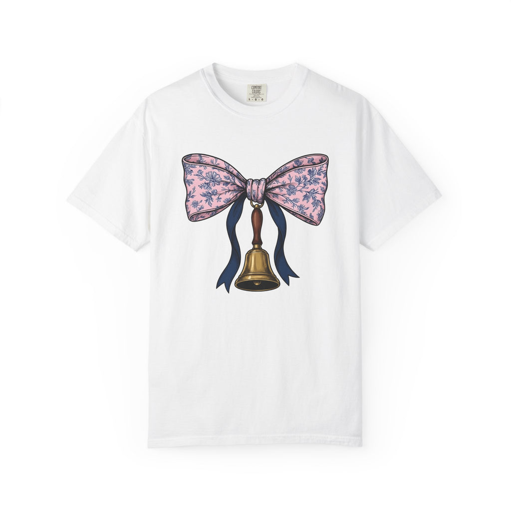 School Chime Shirt Teachers Garden Gift Women Antique Tee Bell T-Shirt Educator Enthusiast Vintage Tshirt Yard Graphic Pencil Drawing