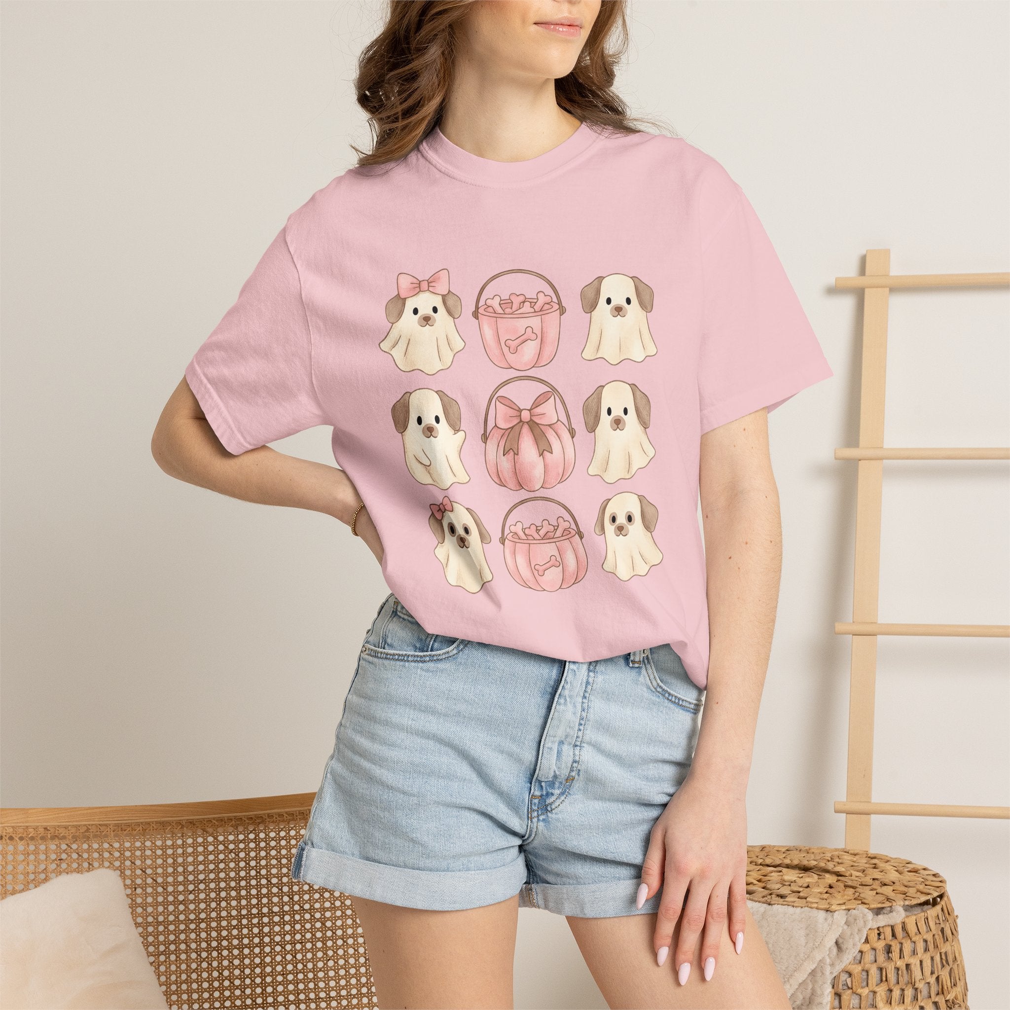 Spooky Dog Shirt Halloween Pet Owner Gift Women Adorable Tee Canine T-Shirt Halloween Fan Cute Tshirt Dog Mom Graphic Soft Colors