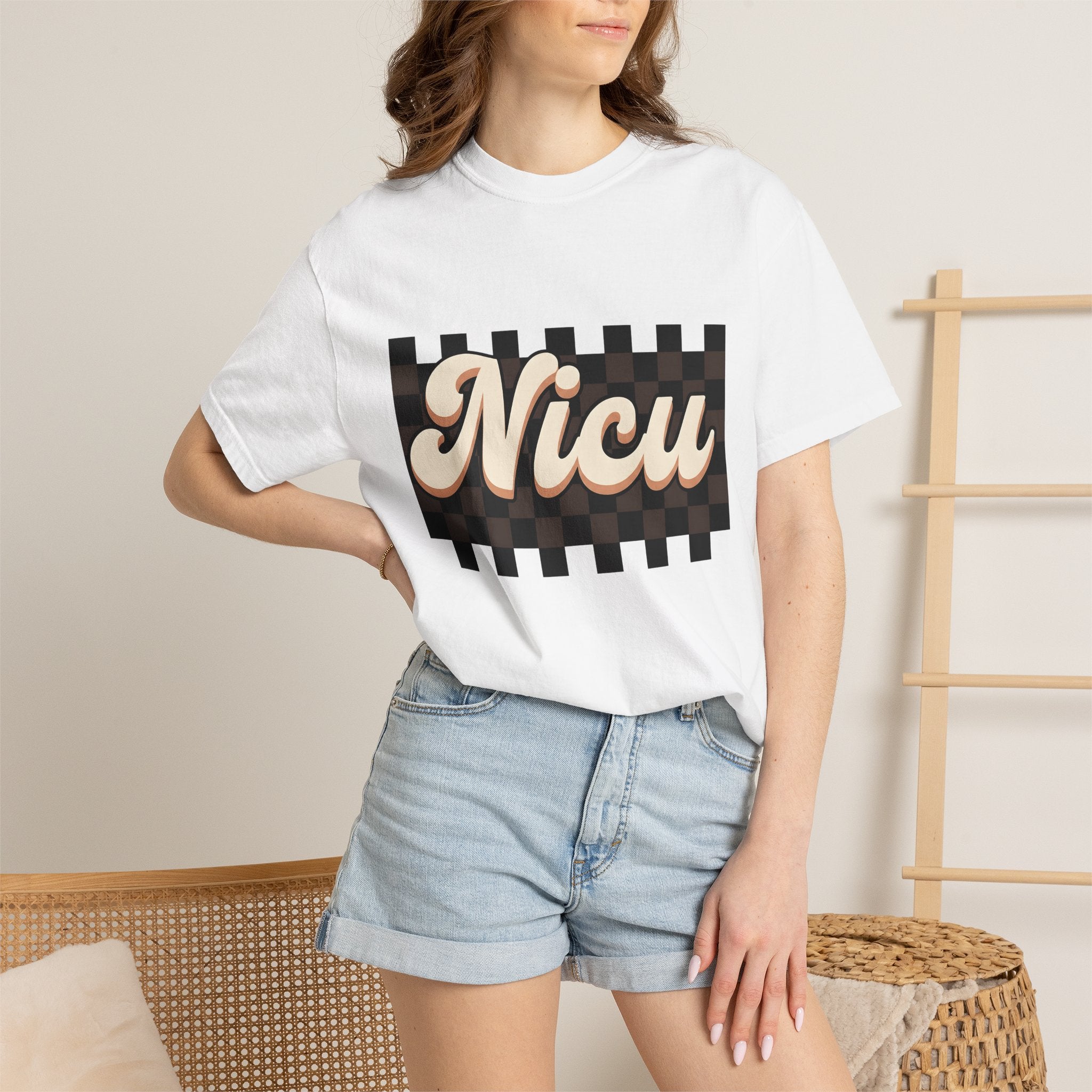 Nicu Typography Shirt Nurses Wellness Gift Women Old School Tee Typography T-Shirt Nurse Enthusiast Vintage Tshirt Health Graphic Design