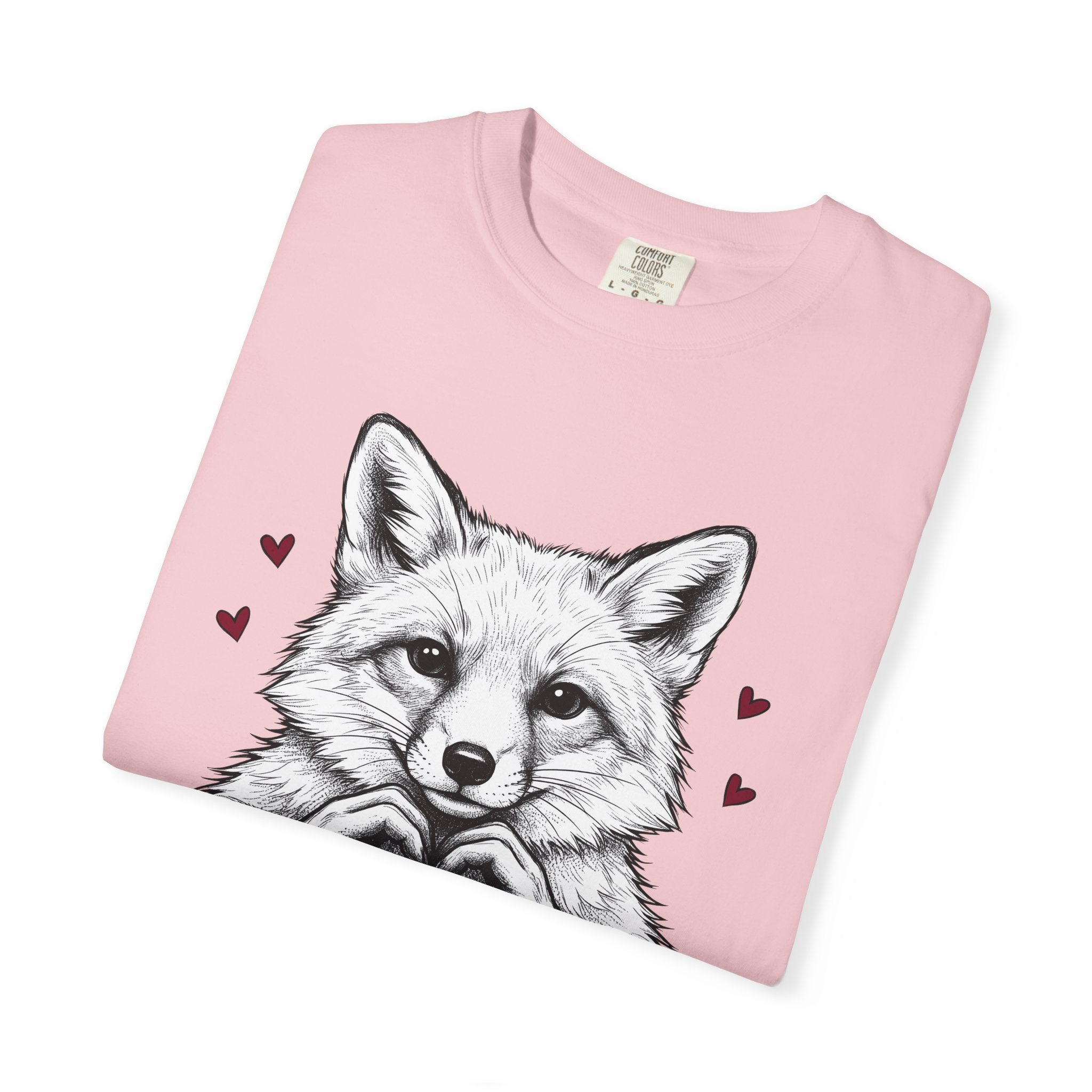 Fox Heart Hands Shirt St. Valentine's Day Animal Gift Women Hand Drawn Tee Fox T-Shirt Valentine Fan Illustrated Tshirt Wildlife Graphic