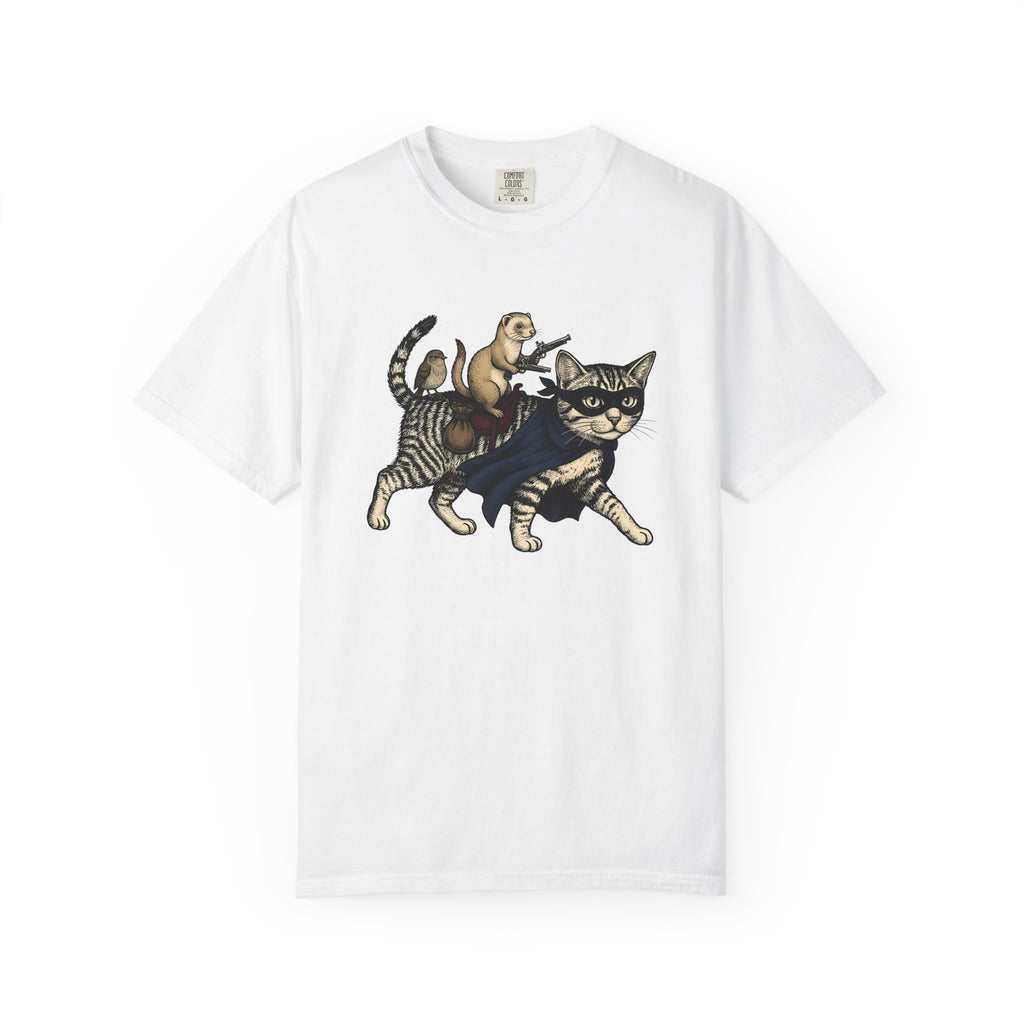 Hero Cat Shirt Cat Wildlife Gift Women Retro Tee Kitty T-Shirt Cat Fan Feline Tshirt Wildlife Graphic Sketch Weasel Tshirt