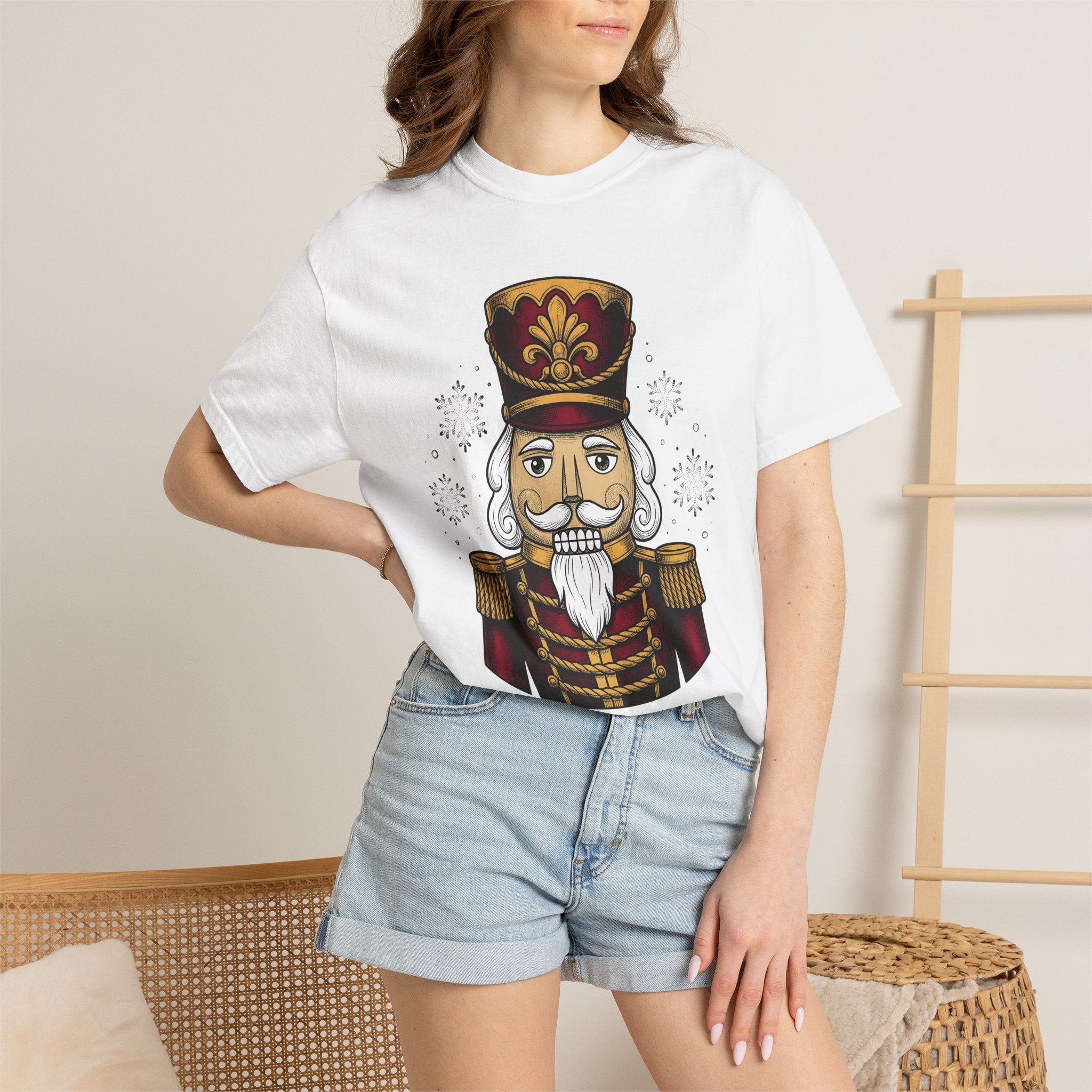 Nutcracker Design Shirt Christmas Celebration Gift Women Hand Drawn Tee Nutcracker T-Shirt Xmas Fan Christmas Illustration Line Art Snow