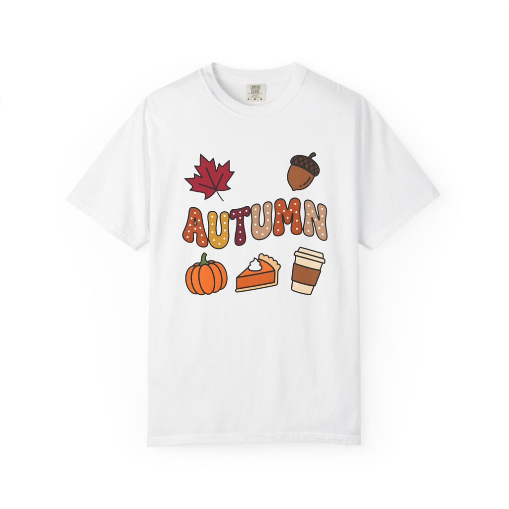 Fall Icons Shirt Autumn Crops Gift Women Line Art Tee Autumn Symbols T-Shirt Fall Fan Simple Illustration Tshirt Harvest Graphic Squash
