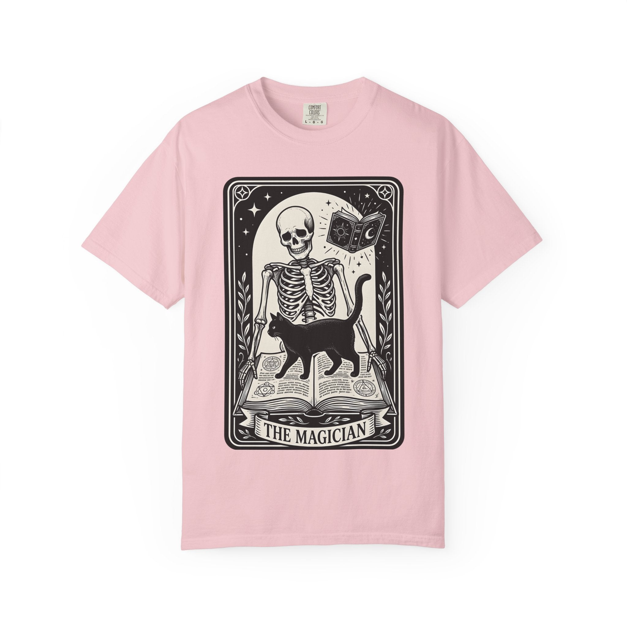 Black Cat Bones Shirt Cat Occult Gift Women Divination Card Tee Cat Skeleton T-Shirt Cat Fan Tarot Card Tshirt Mystic Graphic Hand Drawn