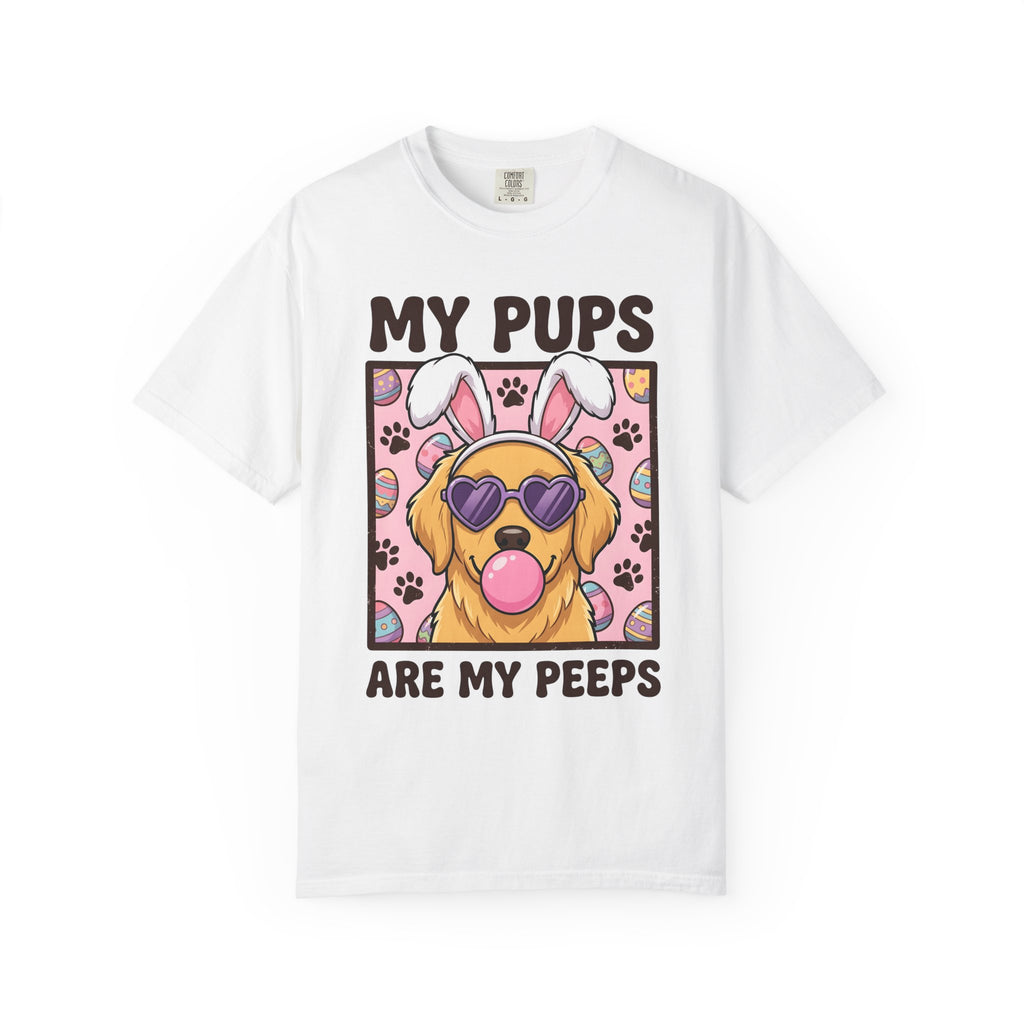 Golden Retriever Dog Shirt Easter Dog Gift Women Cartoon Tee Retriever T-Shirt Easter Fan Toon Tshirt Dog Graphic Retro Bunny Ears Tshirt