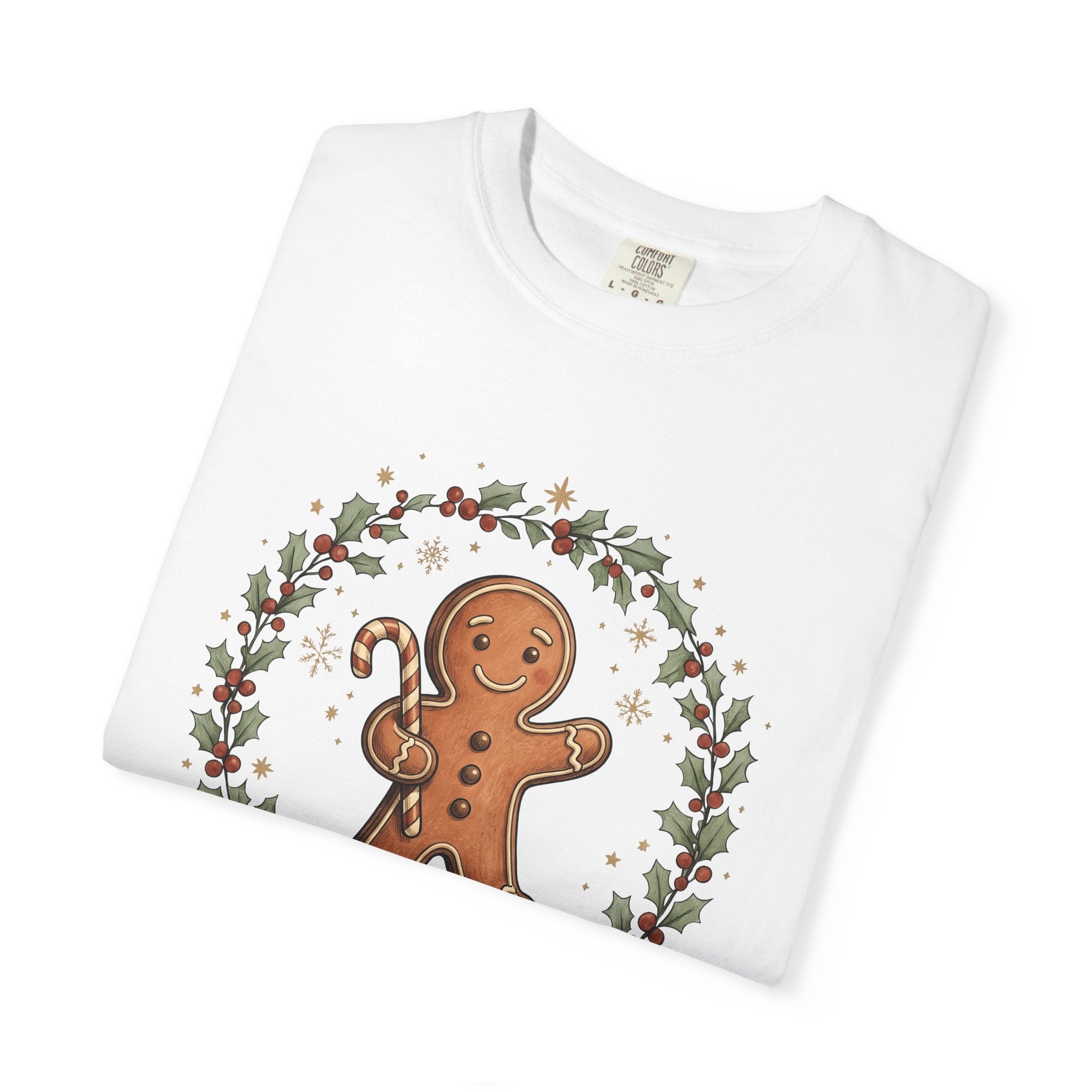 Gingerbread Character Shirt Christmas Celebration Gift Women Cartoon Tee Gingerbread Man T-Shirt Xmas Fan Holiday Graphic Tshirt Line Art