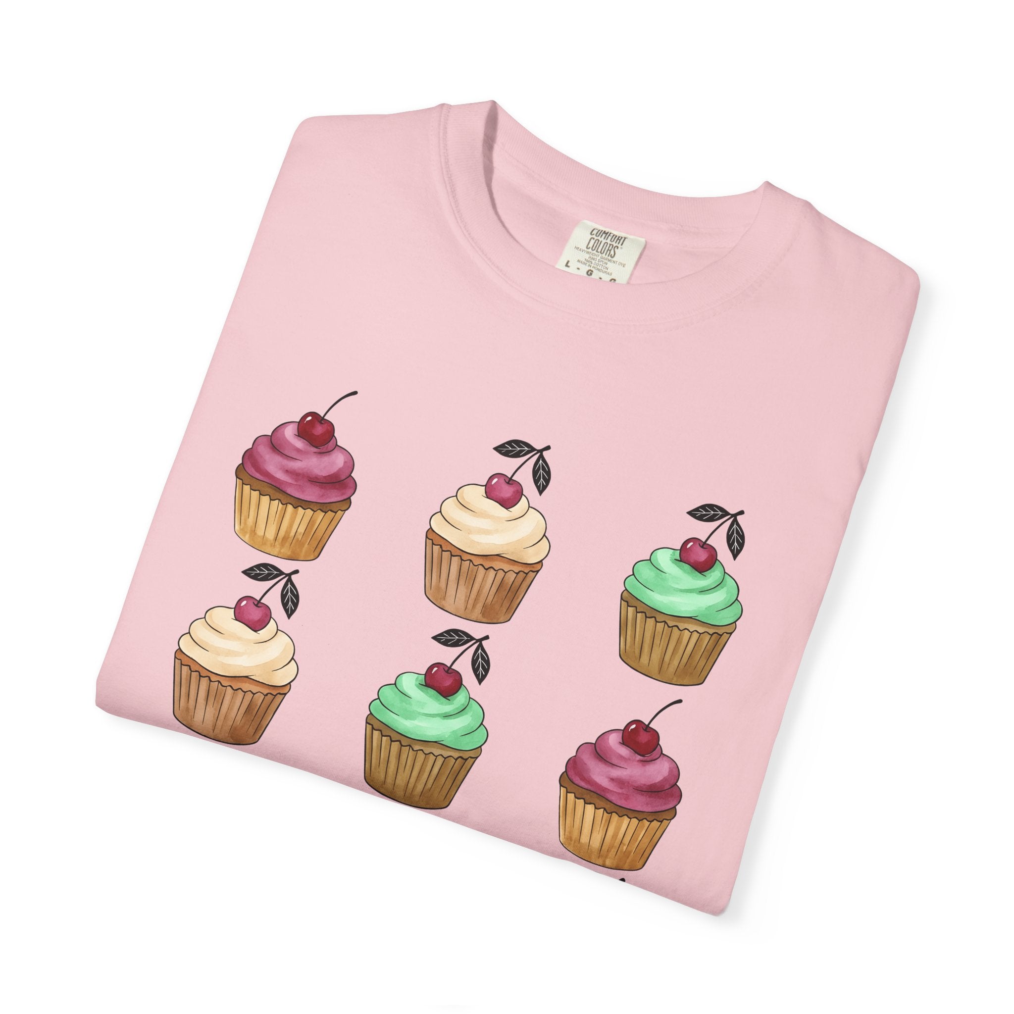 Cupcake Motif Shirt Desserts Sweets Gift Women Ink Tee Muffin T-Shirt Pastry Fan Tattoo Tshirt Treat Design Outline Cherry Tshirt