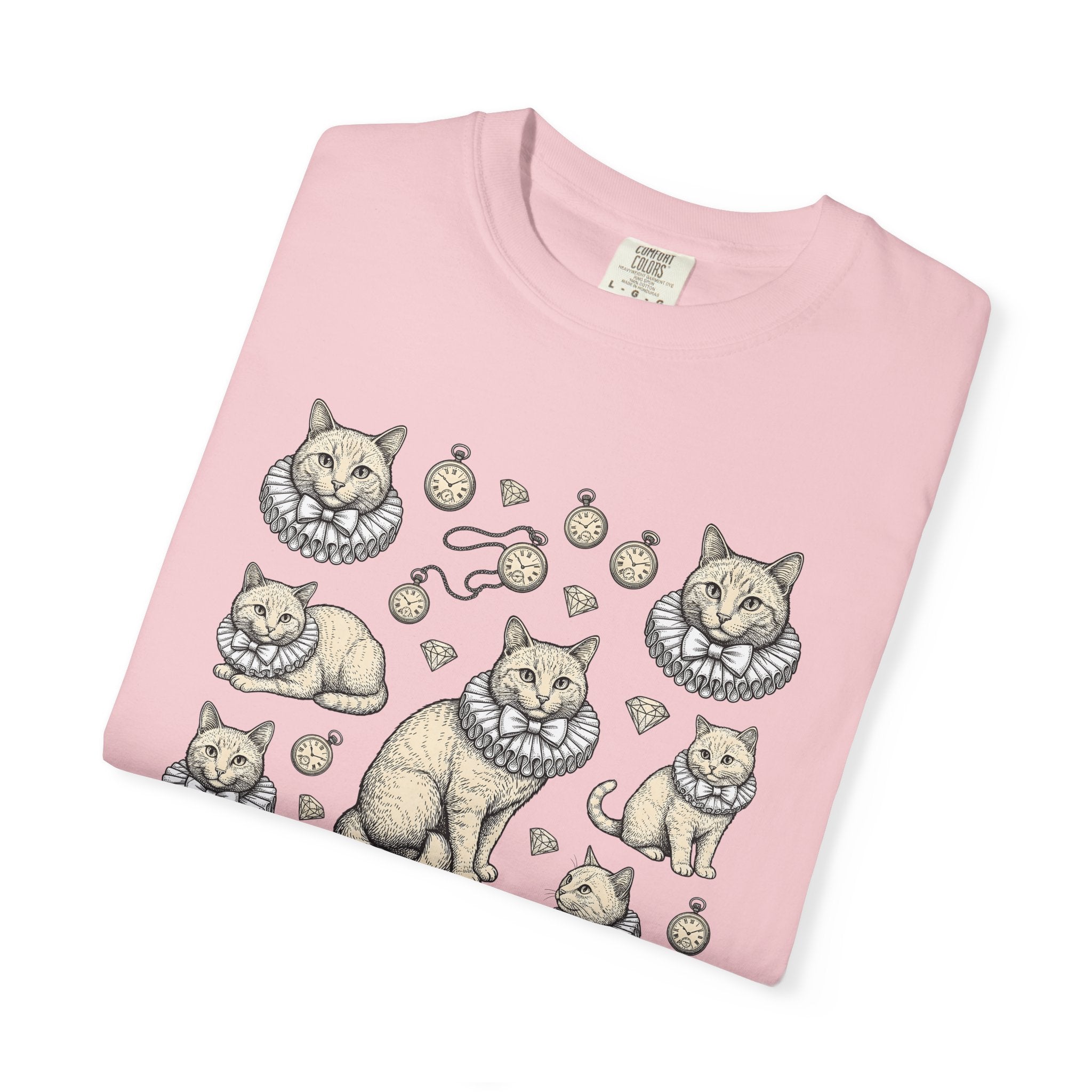 Noble Cat Shirt Cat Wildlife Gift Women Rustic Tee Kitty T-Shirt Cat Fan Feline Tshirt Animal Graphic Outline Pocket Timepiece Tshirt