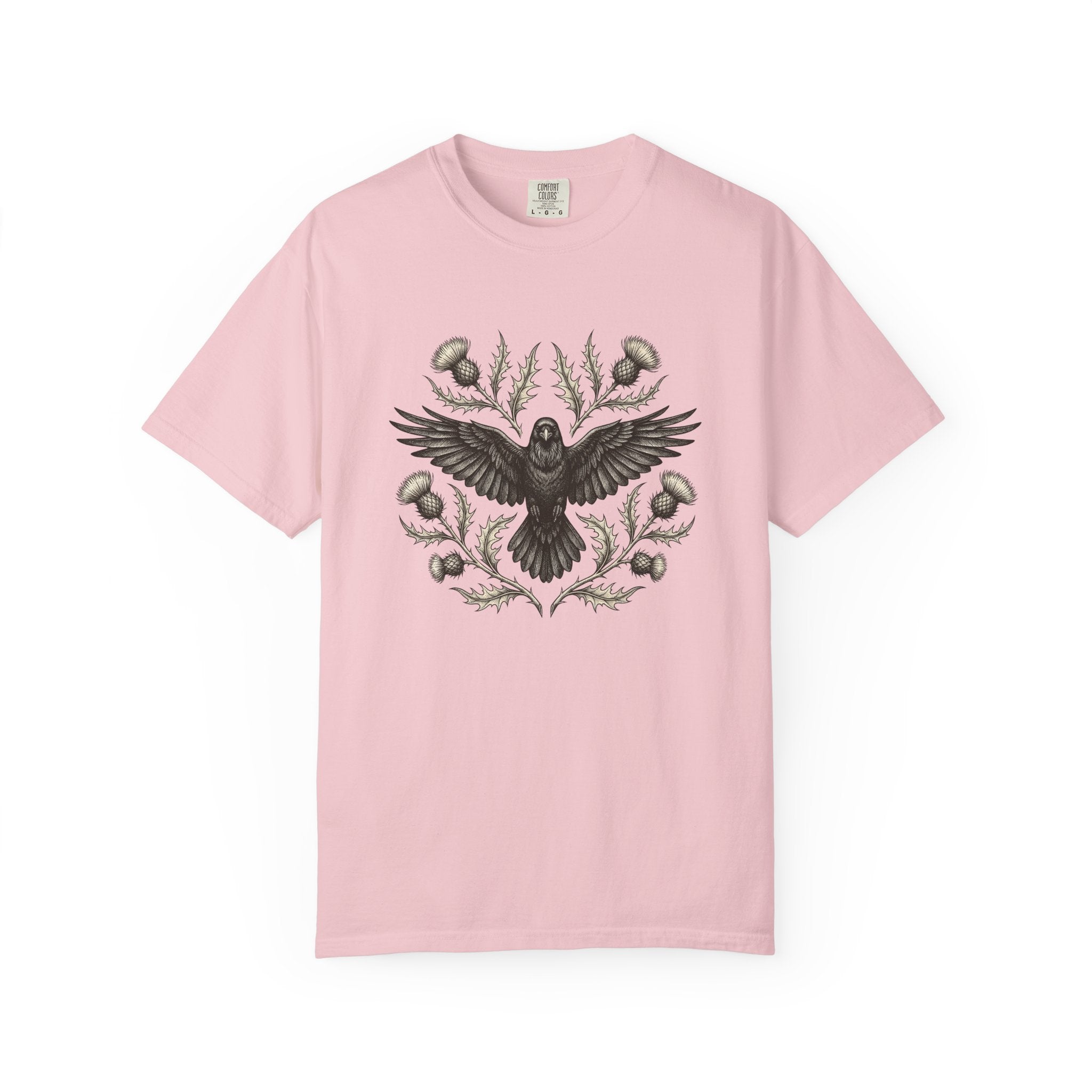 Crow Shirt Cottagecore Plants Gift Women Line Art Tee Raven T-Shirt Cottage Enthusiast Illustration Graphic Floral Cartoon Bloom Tshirt