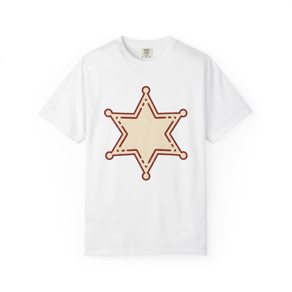 Sheriff Badge Shirt Cowgirl Western Gift Women Doodle Tee Badge T-Shirt Cowboy Fan Lawman Tshirt Rodeo Graphic Retro Star Tshirt