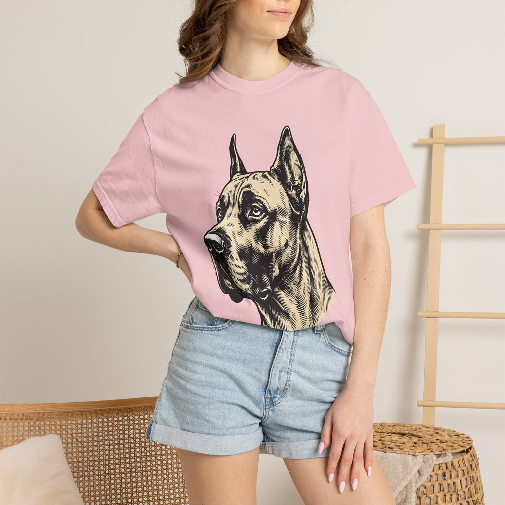 Dane Dog Shirt Dog Animals Gift Women Line Drawing Tee Great Dane T-Shirt Dog Fan Hound Illustration Graphic Retro Face Tshirt