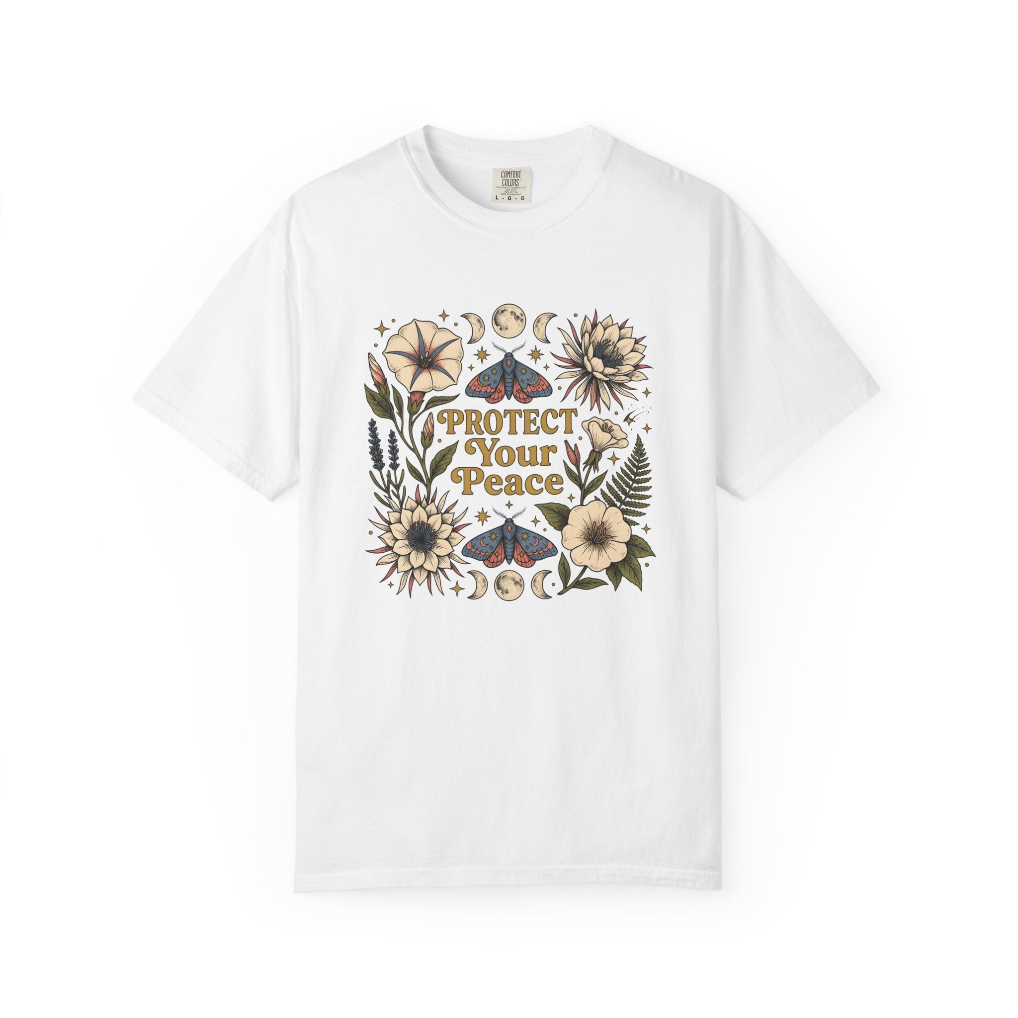 Blossom Moth Shirt Cottagecore Wildlife Gift Women Folk Tee Moth T-Shirt Cottagecore Fan Naive Tshirt Animal Graphic Rustic Moon Cycle