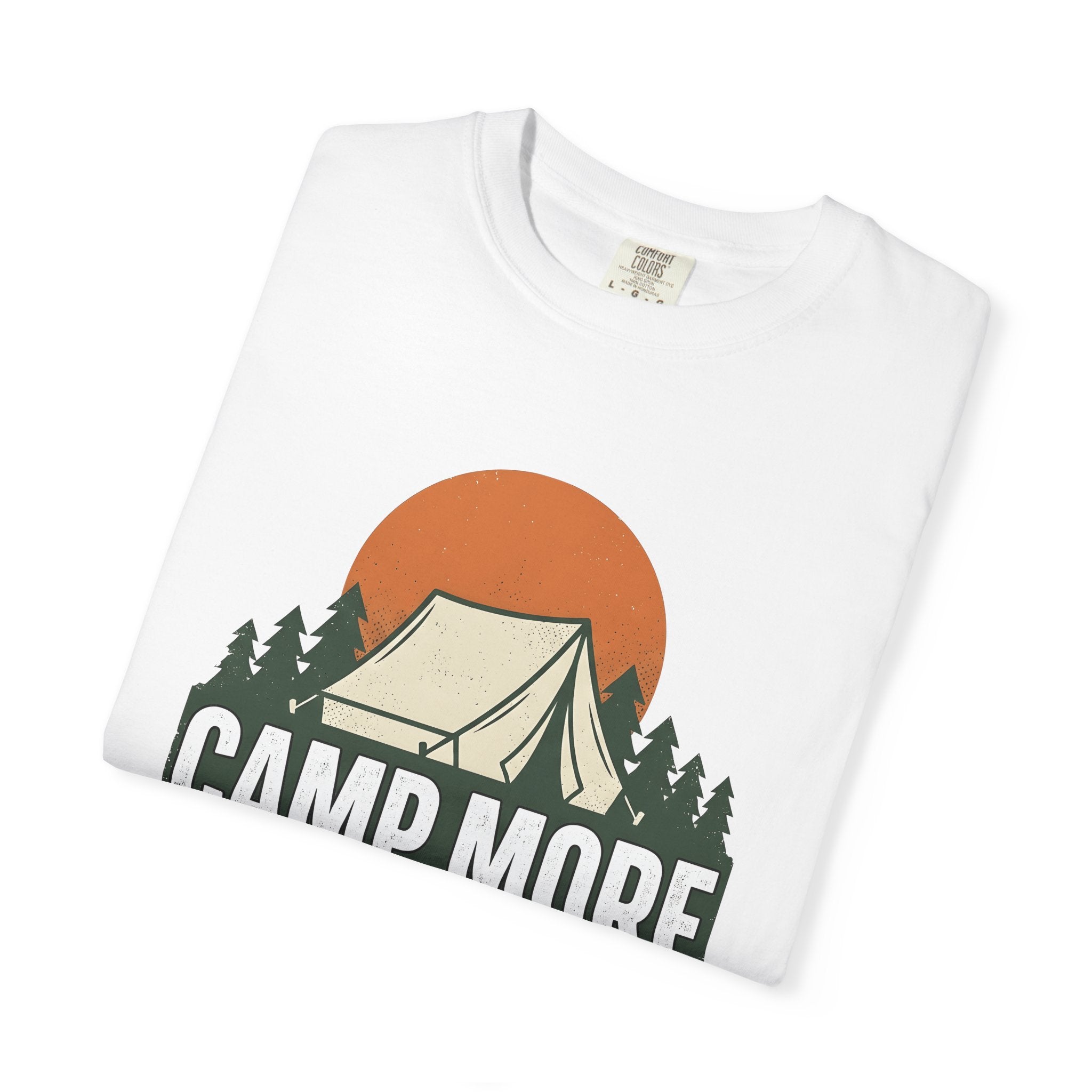 Camping Tent Shirt Camping Hiking Gift Women Vintage Tee Canopy T-Shirt Camper Enthusiast Distressed Tshirt Trekker Graphic Retro Pine Trees