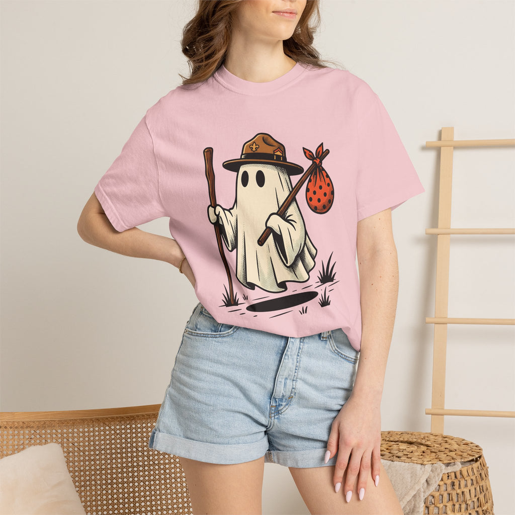 Ghost Camper Shirt Funny Halloween Gift Women Cartoon Tee Campervan T-Shirt Humor Fan Comic Tshirt Spooky Graphic Vintage Scout Hat Tshirt
