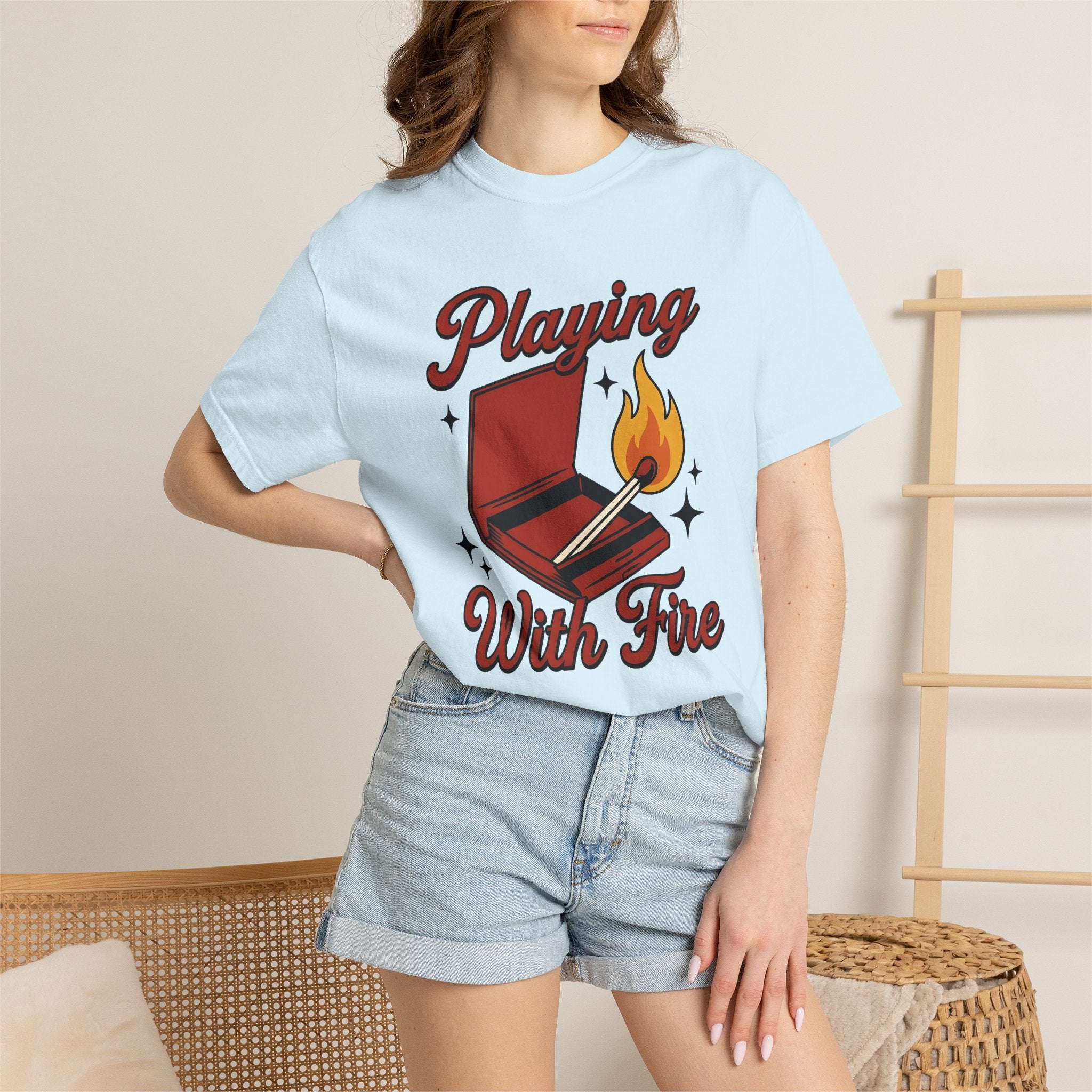 Fire Match Shirt Fire Comedy Gift Women Modern Graphic Tee Matchstick T-Shirt Flame Fan Graphic Design Illustration Classic Shine Tshirt
