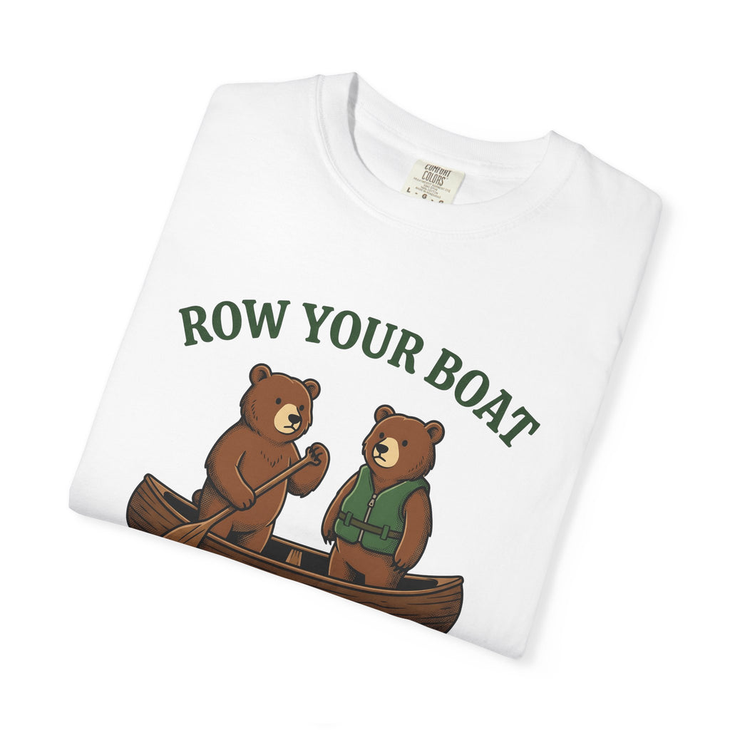 Bear Boat Shirt Sports Fishing Gift Women Illustration Tee Boat T-Shirt Athlete Fan Grizzly Graphic Hand Drawn Canoe Paddle Tshirt