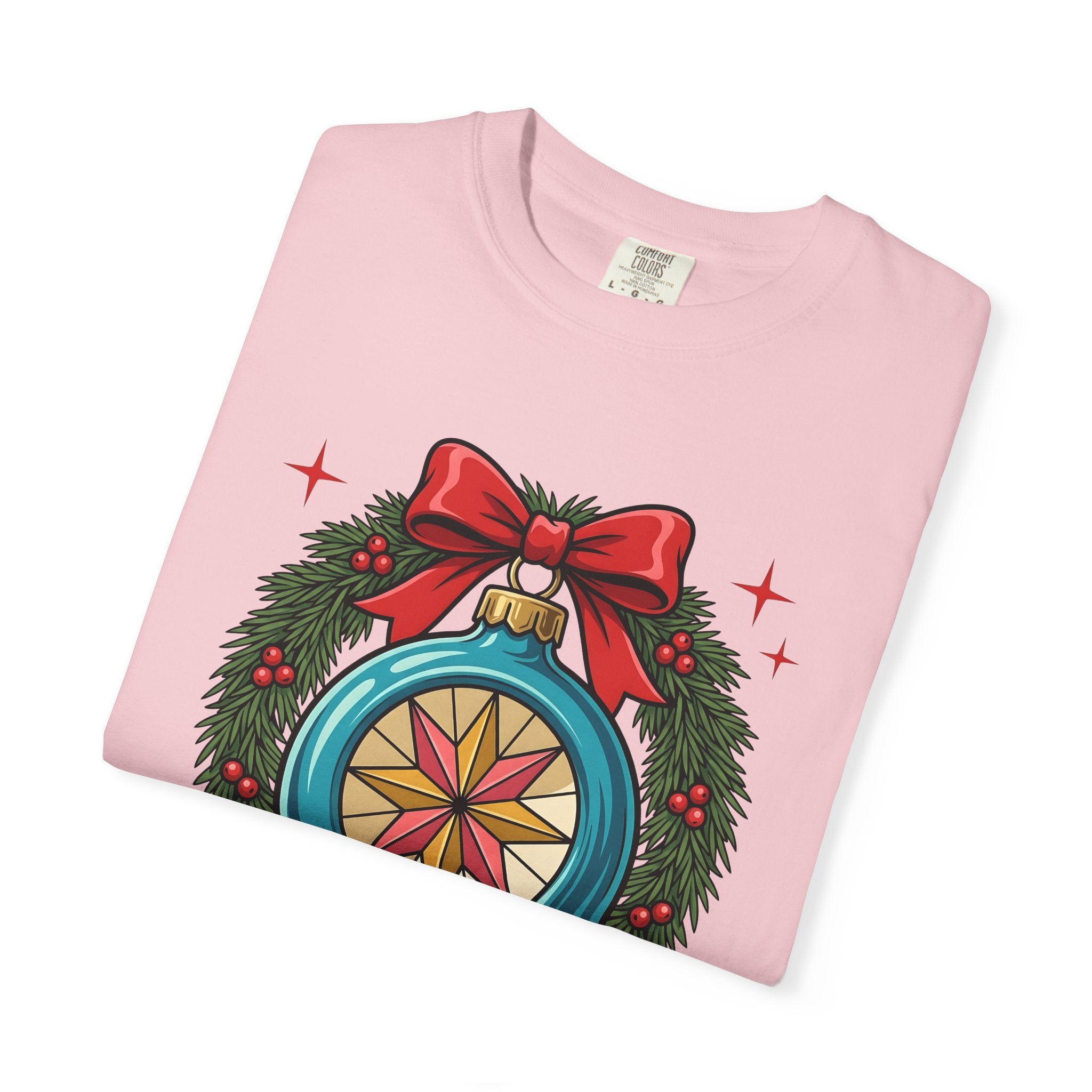 Decoration Wreath Shirt Christmas Celebration Gift Women Graphic Tee Wreath T-Shirt Christmas Fan Graphic Tshirt Party Graphic Retro Red