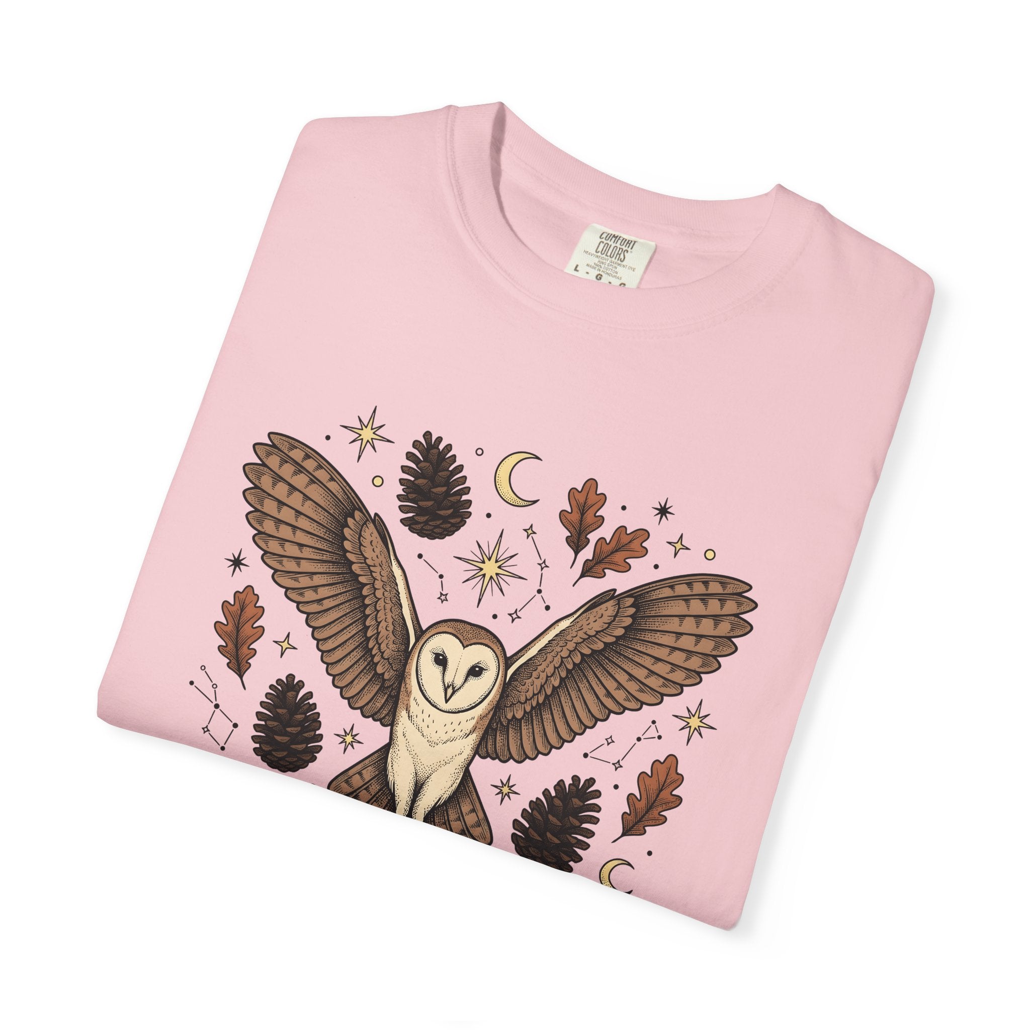 Barn Owl Shirt Animals Outdoors Gift Women Tribal Tee Owl T-Shirt Wildlife Enthusiast Primitive Tshirt Nature Graphic Antique Pinecone