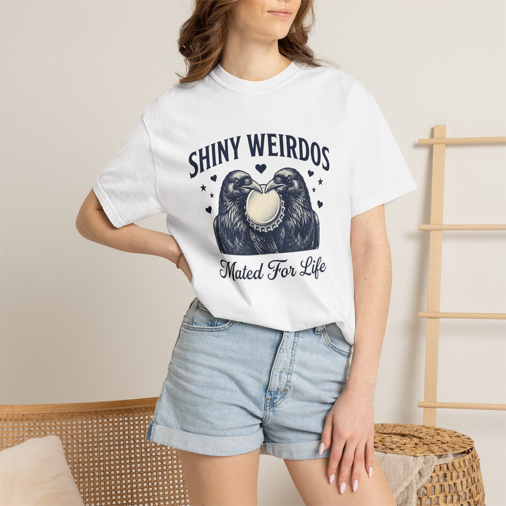 Raven Pair Shirt Funny Animal Gift Women Vintage Tee Crow T-Shirt Humor Fan Retro Tshirt Creature Graphic Hand Drawn Bottle Cap Tshirt