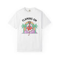 Flamingo Yoga Shirt Yoga Tropical Gift Women Cartoon Tee Pink Flamingo T-Shirt Yoga Enthusiast Comic Tshirt Island Graphic Retro Palm Trees