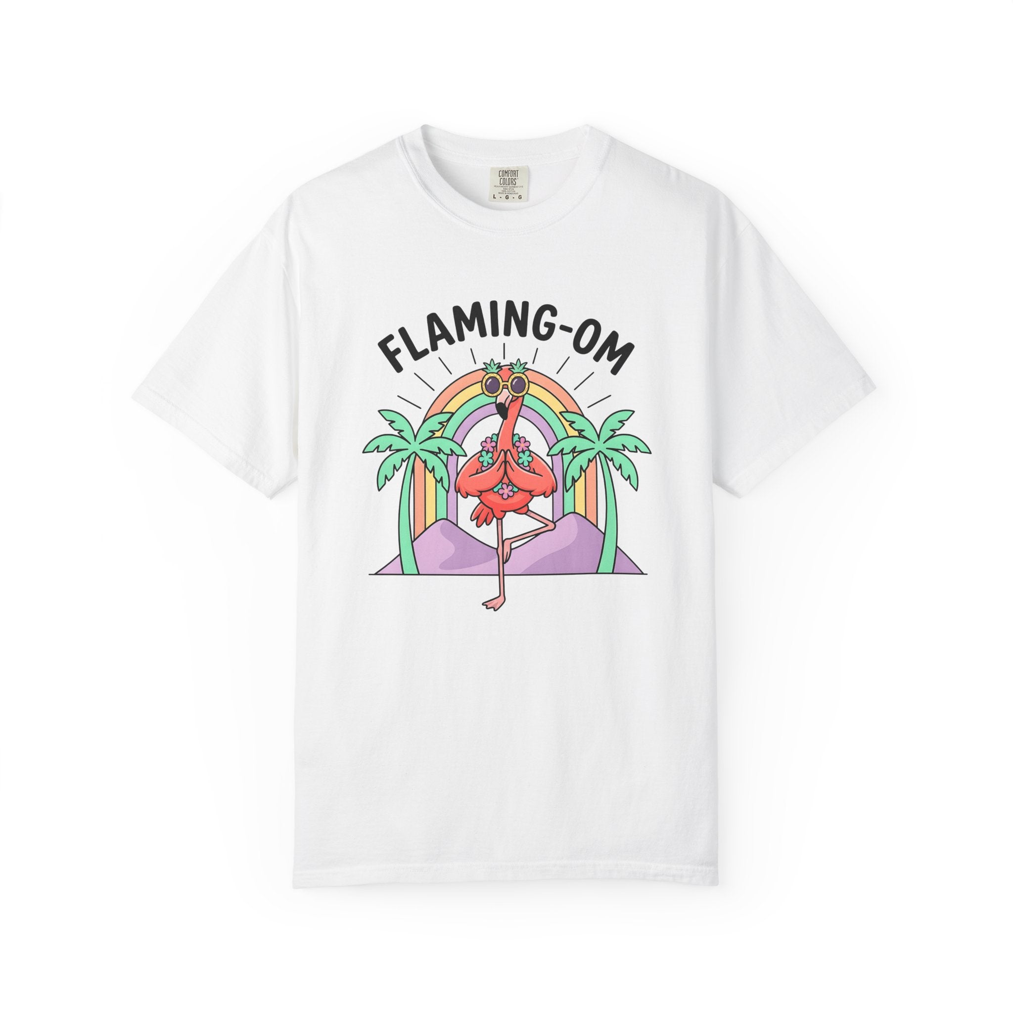 Flamingo Yoga Shirt Yoga Tropical Gift Women Cartoon Tee Pink Flamingo T-Shirt Yoga Enthusiast Comic Tshirt Island Graphic Retro Palm Trees