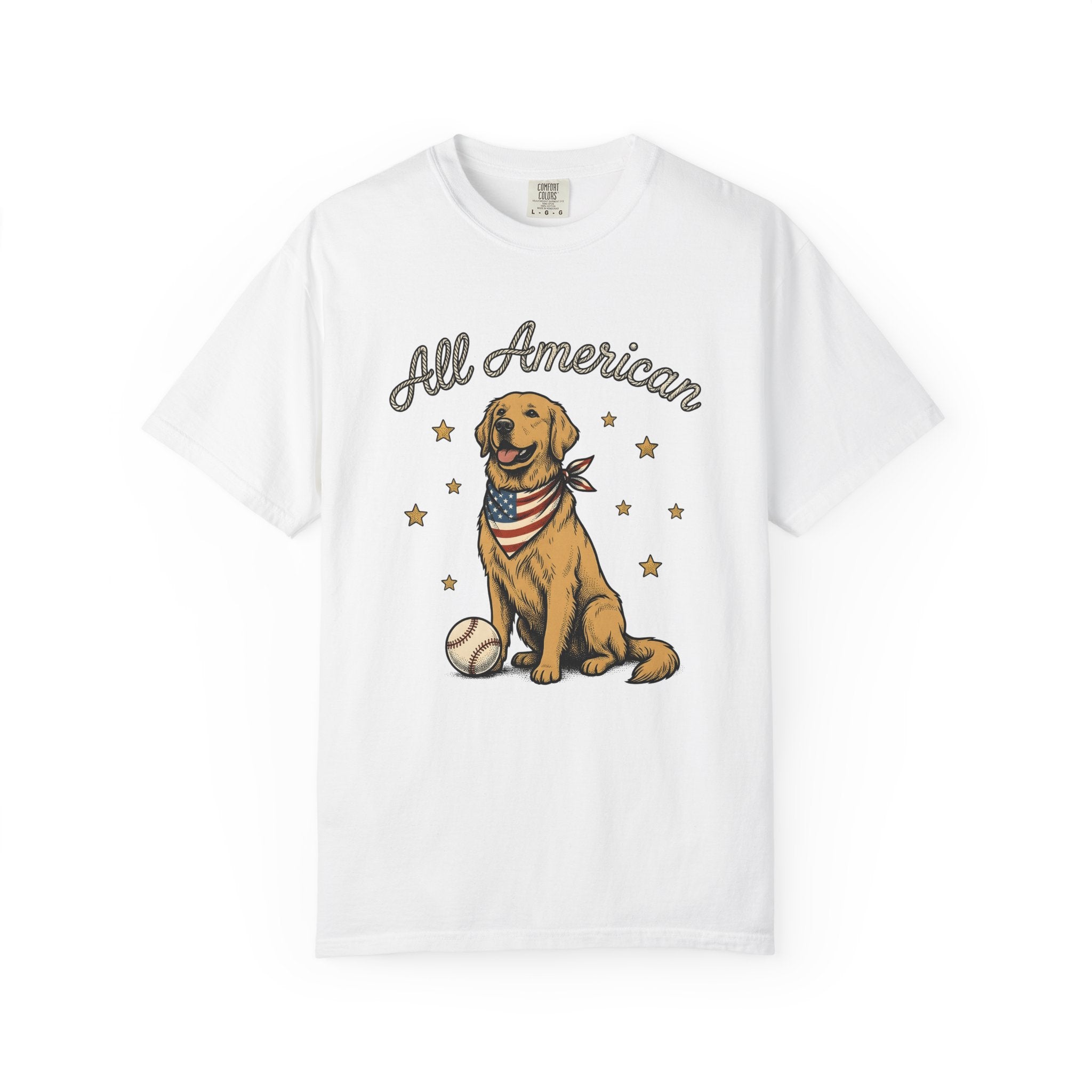 Retriever Dog Shirt America Independence Gift Women Classic Tee Dog T-Shirt American Fan Vintage Tshirt Liberty Graphic Ink Baseball Glove
