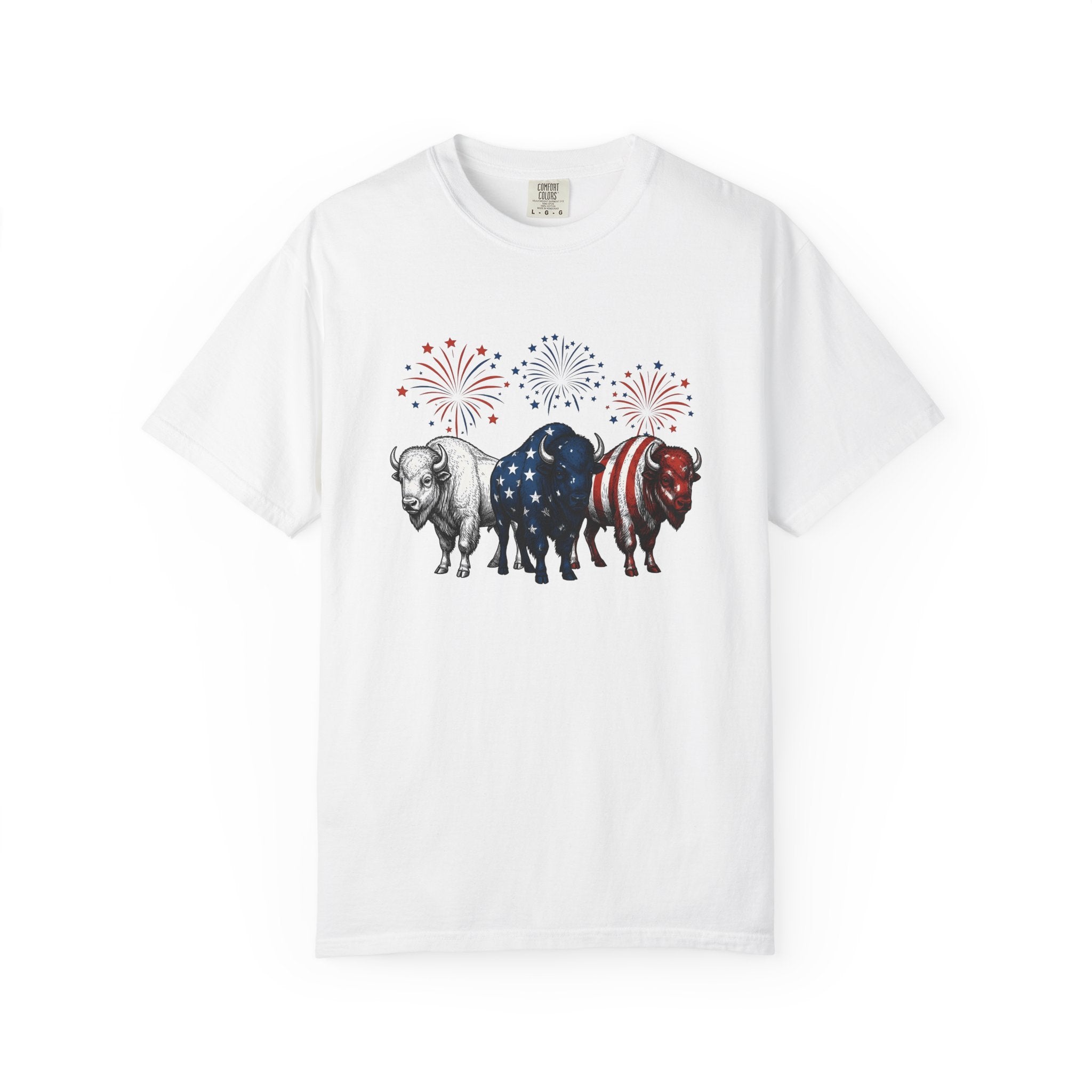 Liberty Bison Shirt America Ranch Gift Women Classic Tee Bison T-Shirt Patriot Fan Buffalo Tshirt Ranch Graphic Doodle Pyrotechnics Tshirt
