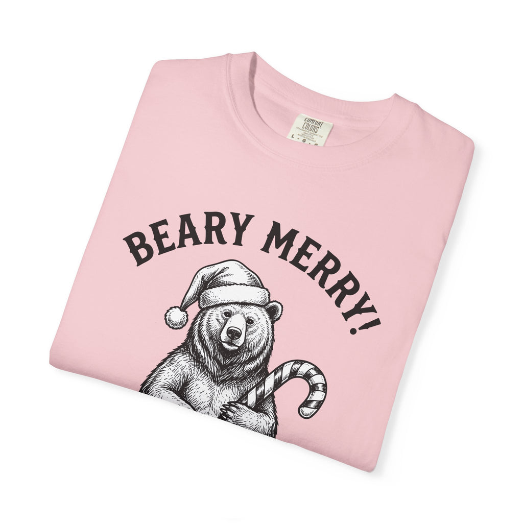 Bear Santa Hat Shirt Christmas Animal Gift Women Hand Drawn Tee Teddy T-Shirt Xmas Fan Illustrated Tshirt Wildlife Graphic Vintage Candy
