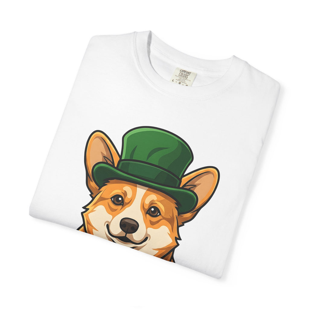 Corgi Pet Shirt St Patricks Day Animal Gift Women Illustration Tee Dog T-Shirt Shamrock Fan Cartoon Tshirt Pet Graphic Hand Drawn Fedora