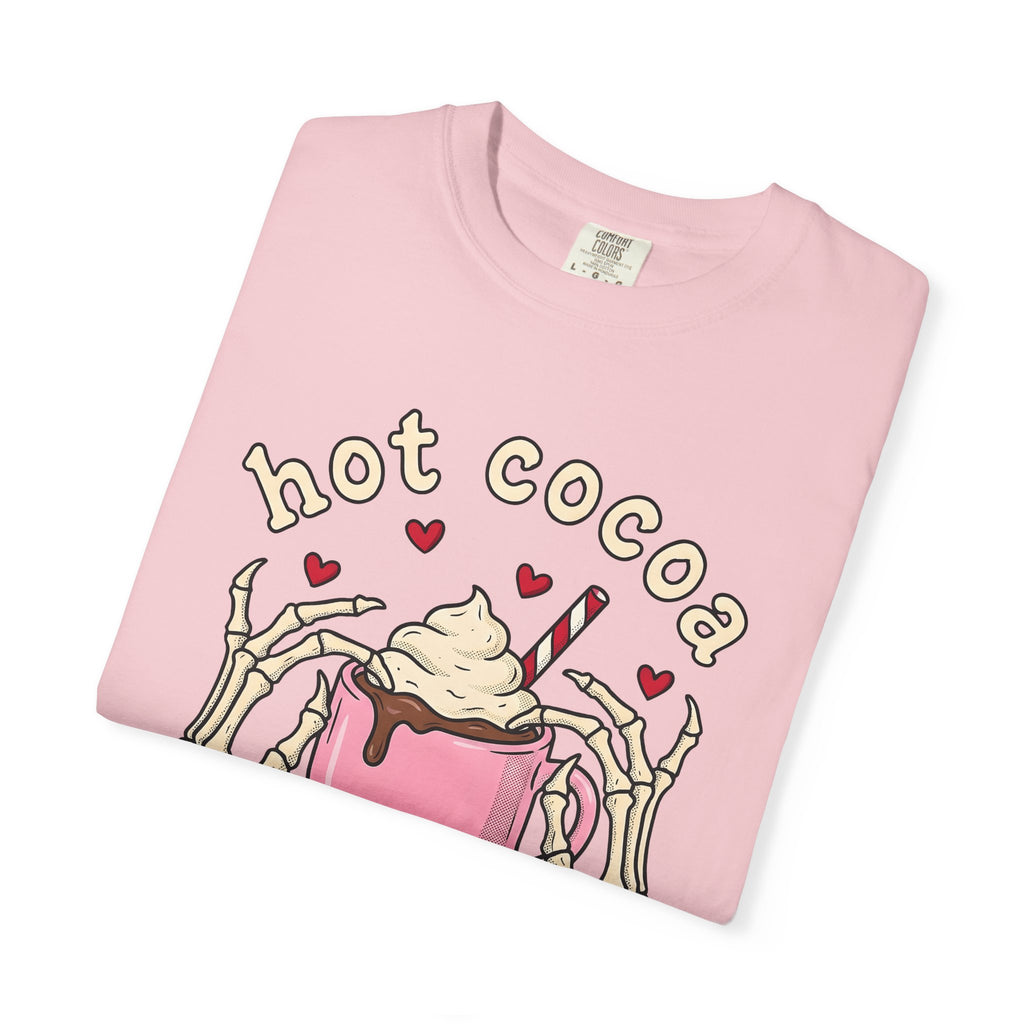 Chocolate Mug Shirt Desserts Macabre Gift Women Hand Drawn Tee Hot Chocolate T-Shirt Sweets Fan Illustrated Tshirt Dark Graphic Sketch Bone