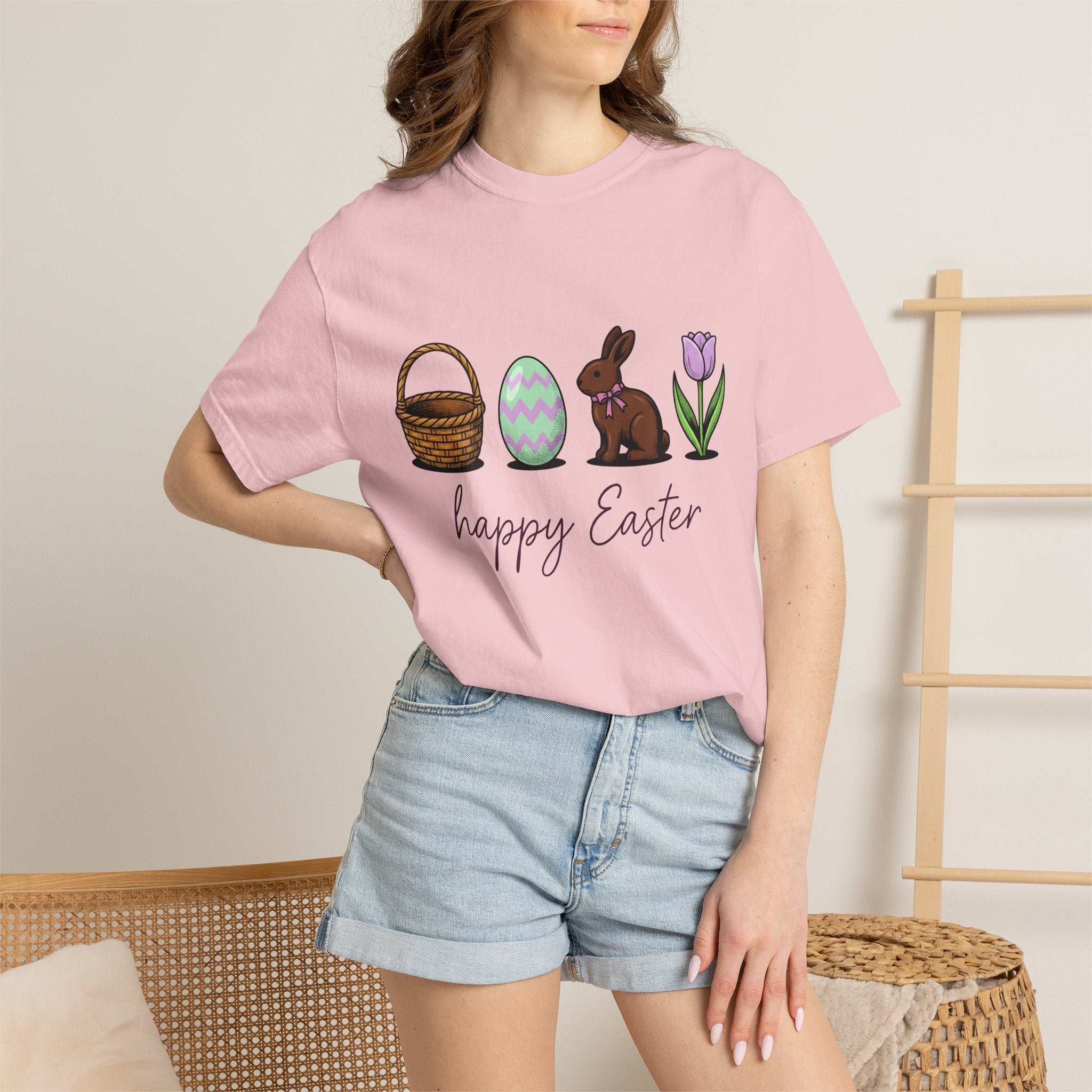 Easter Bunny Shirt Easter Spring Gift Women Cartoon Tee Bunny T-Shirt Easter Fan Toon Tshirt Floral Graphic Hand Drawn Easter Egg Tshirt