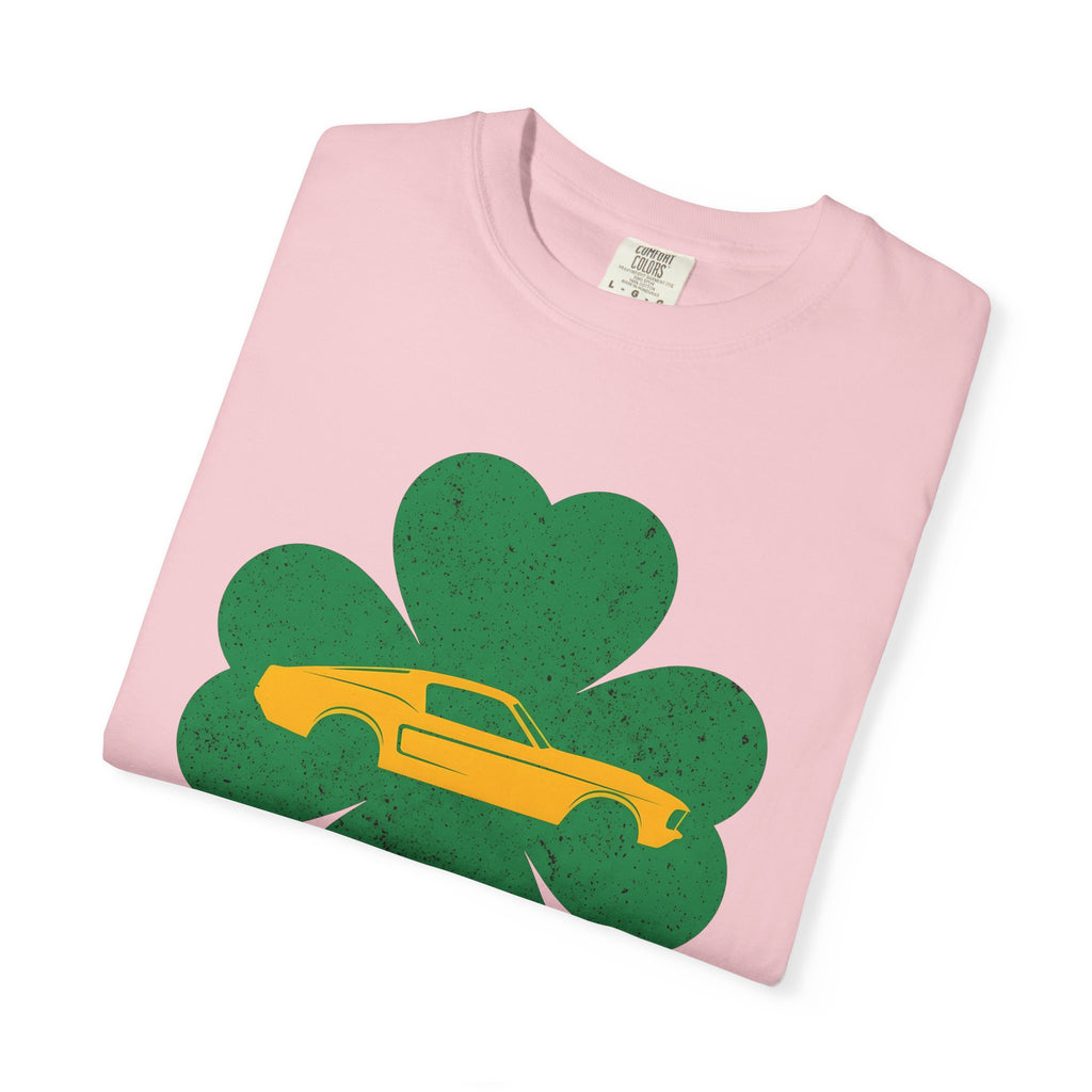 Vintage Muscle Car Clover Shirt St Patrick's Day Transport Gift Women Sketch Tee Muscle Car T-Shirt Patrick's Day Enthusiast Drawing