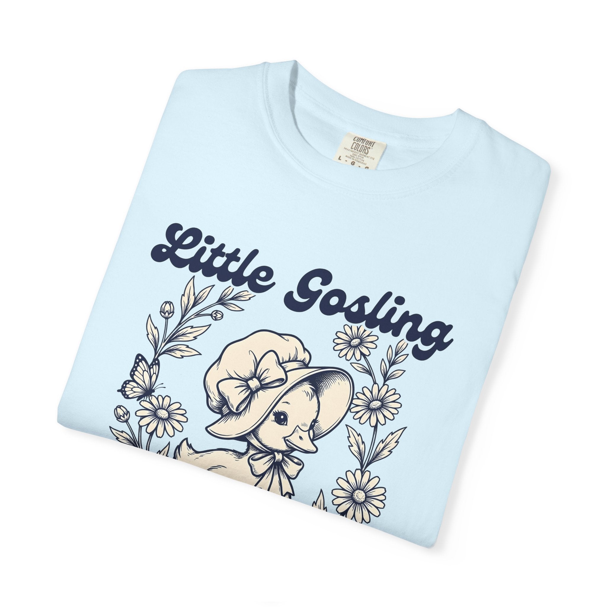 Duck Baby Shirt Farm Animals Garden Gift Women Classic Tee Duckling T-Shirt Livestock Fan Vintage Tshirt Floral Graphic Line Art Daisy Bloom