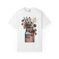 Jar Flower Bouquet Shirt 4th Of July Blooms Gift Women Retro Tee Floral Arrangement T-Shirt Independence Day Fan Vintage Tshirt Flower