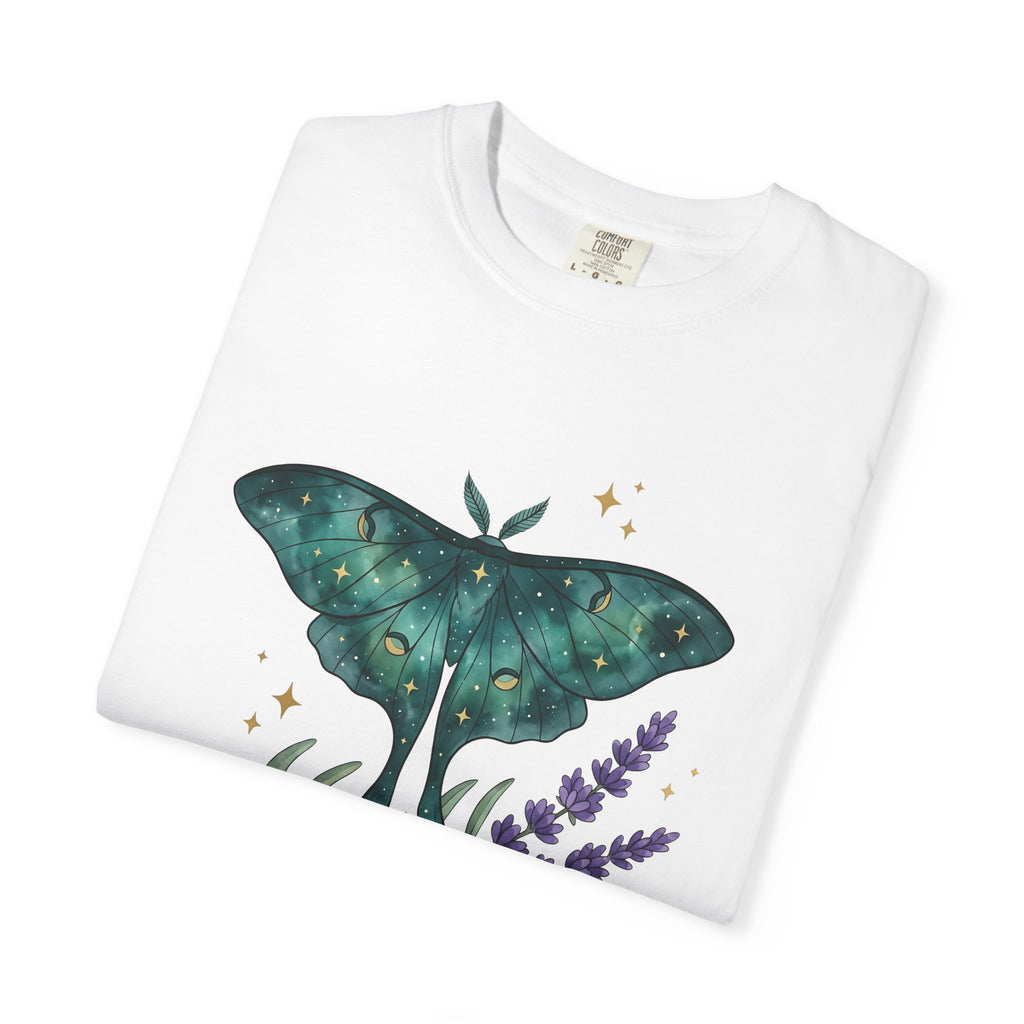 Luna Moth Insect Shirt Boho Chic Environment Gift Women Starry Tee Moth T-Shirt Bohemian Fan Celestial Tshirt Eco Graphic Pigment Lavender