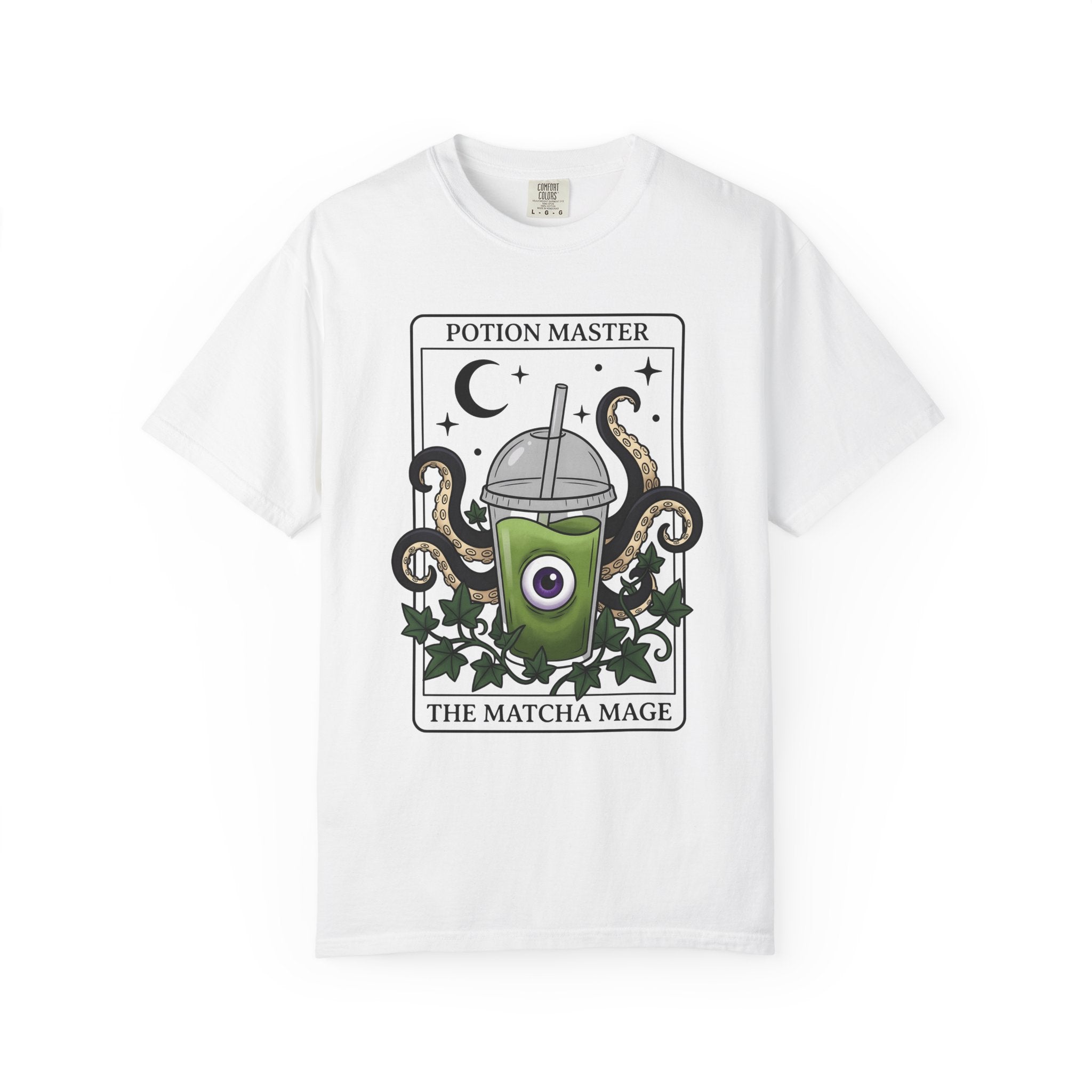 Matcha Drink Monster Shirt Boho Chic Occult Gift Women Gothic Tee Green Tea T-Shirt Bohemian Fan Dark Art Tshirt Mystical Graphic Tattoo