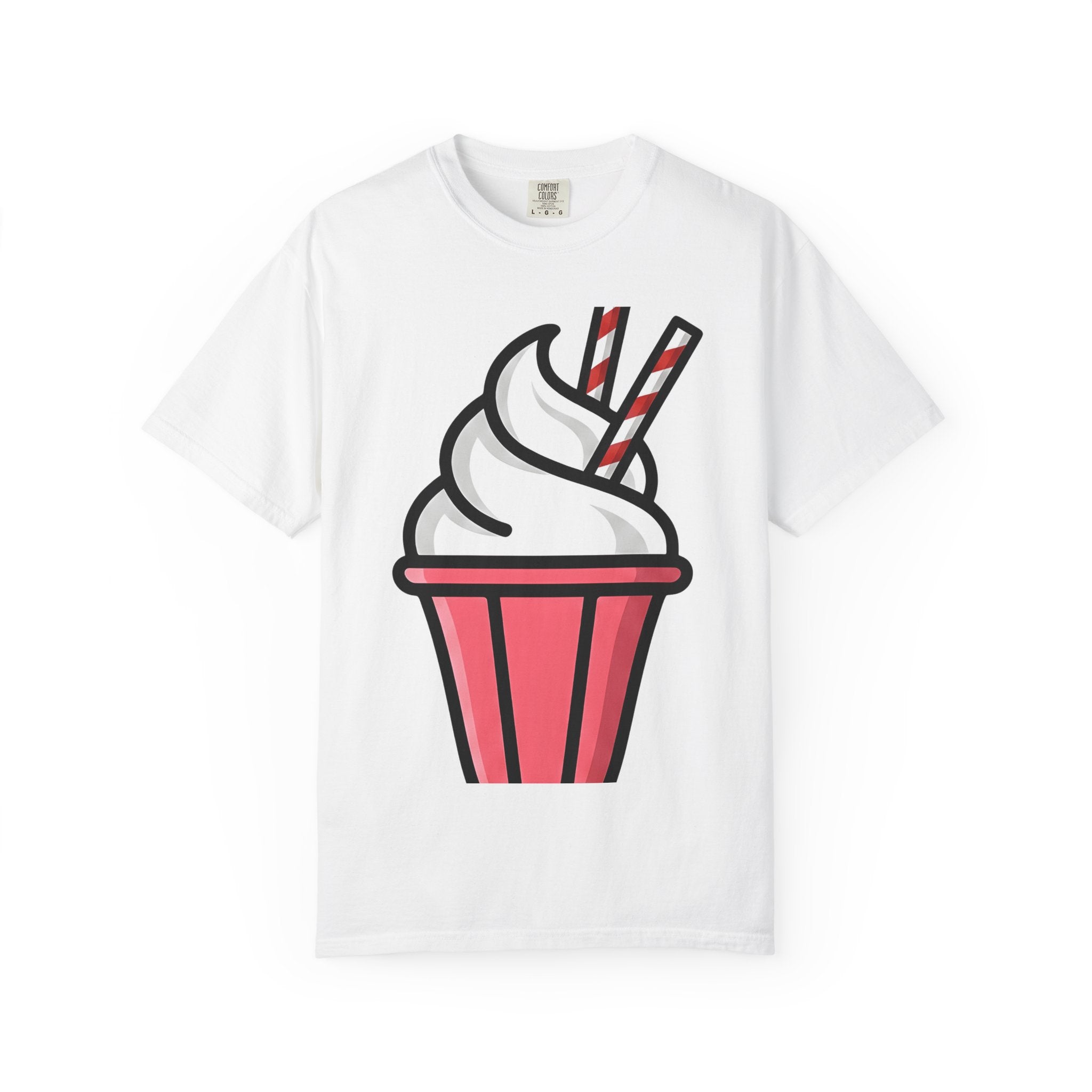 Frozen Dessert Shirt Desserts Gourmet Gift Women Line Art Tee Ice Cream T-Shirt Dessert Fan Illustration Tshirt Gourmet Graphic Modern