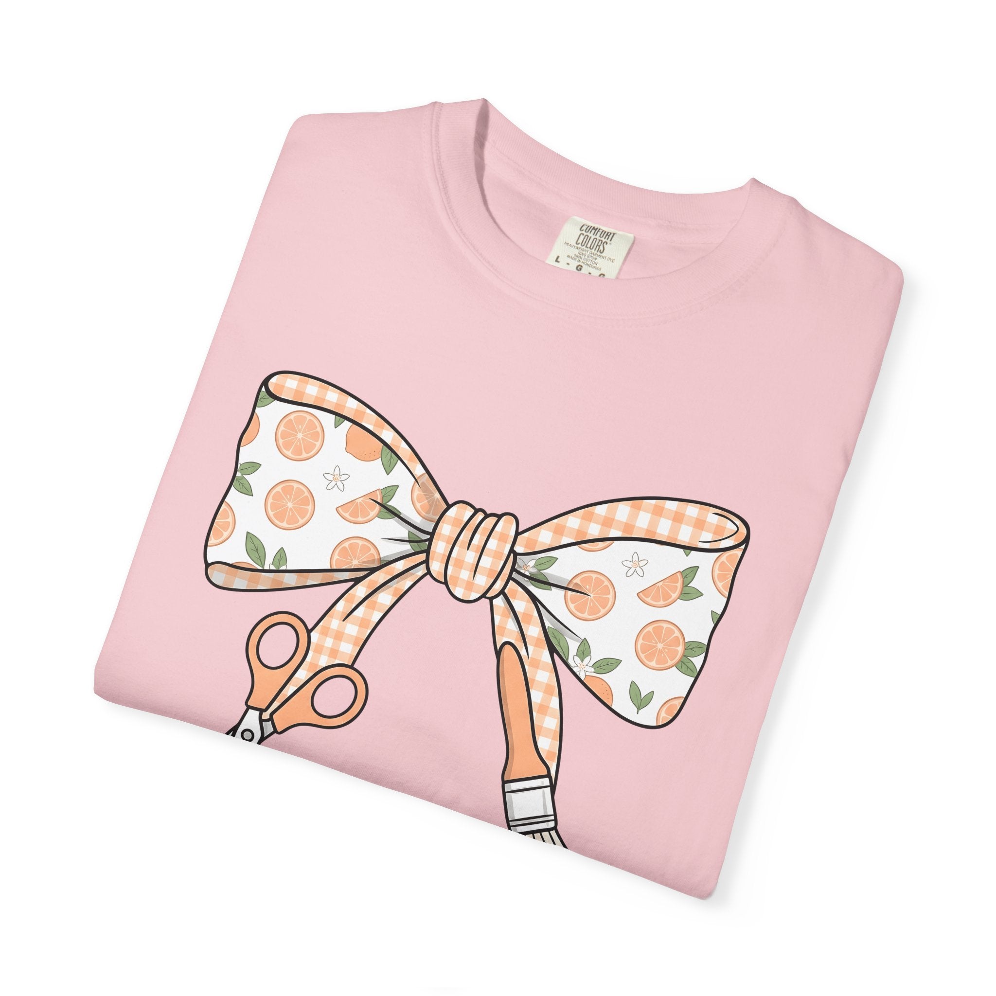 Bow Shears Paint Brush Shirt Teachers Crafting Gift Women Sweet Tee Art Supplies T-Shirt Educator Enthusiast Cute Tshirt Crafting Graphic