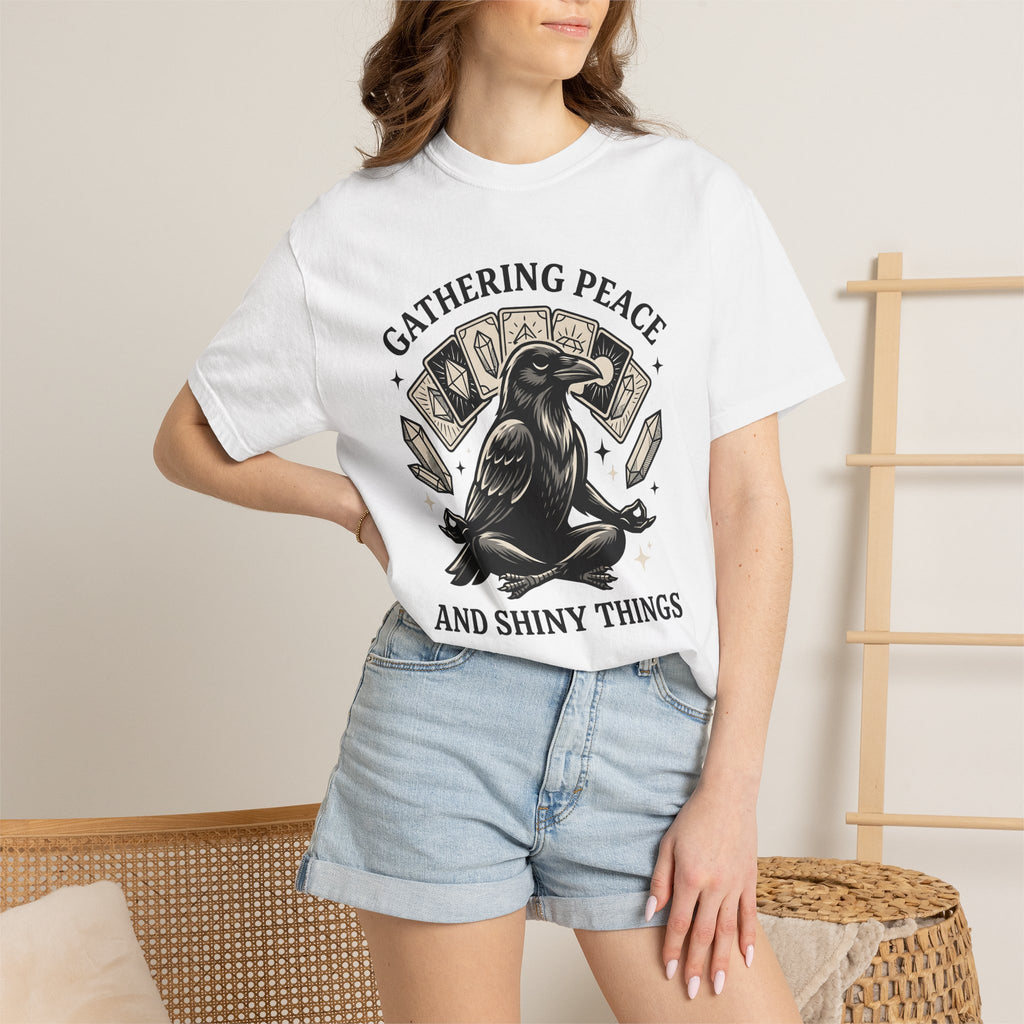 Zen Crow Shirt Raven Metaphysical Gift Women Hippie Tee Crow T-Shirt Raven Fan Bohemian Tshirt Spiritual Graphic Retro Gemstones Tshirt