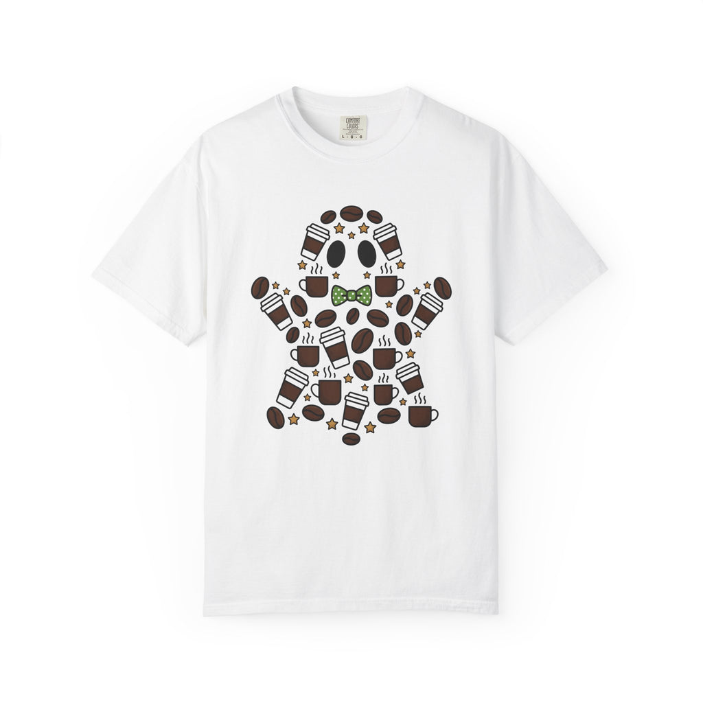 Ghost Coffee Shirt Halloween Coffee Gift Women Cartoon Tee Coffee T-Shirt Spooky Fan Cartoony Tshirt Java Graphic Doodle Coffee Beans Tshirt