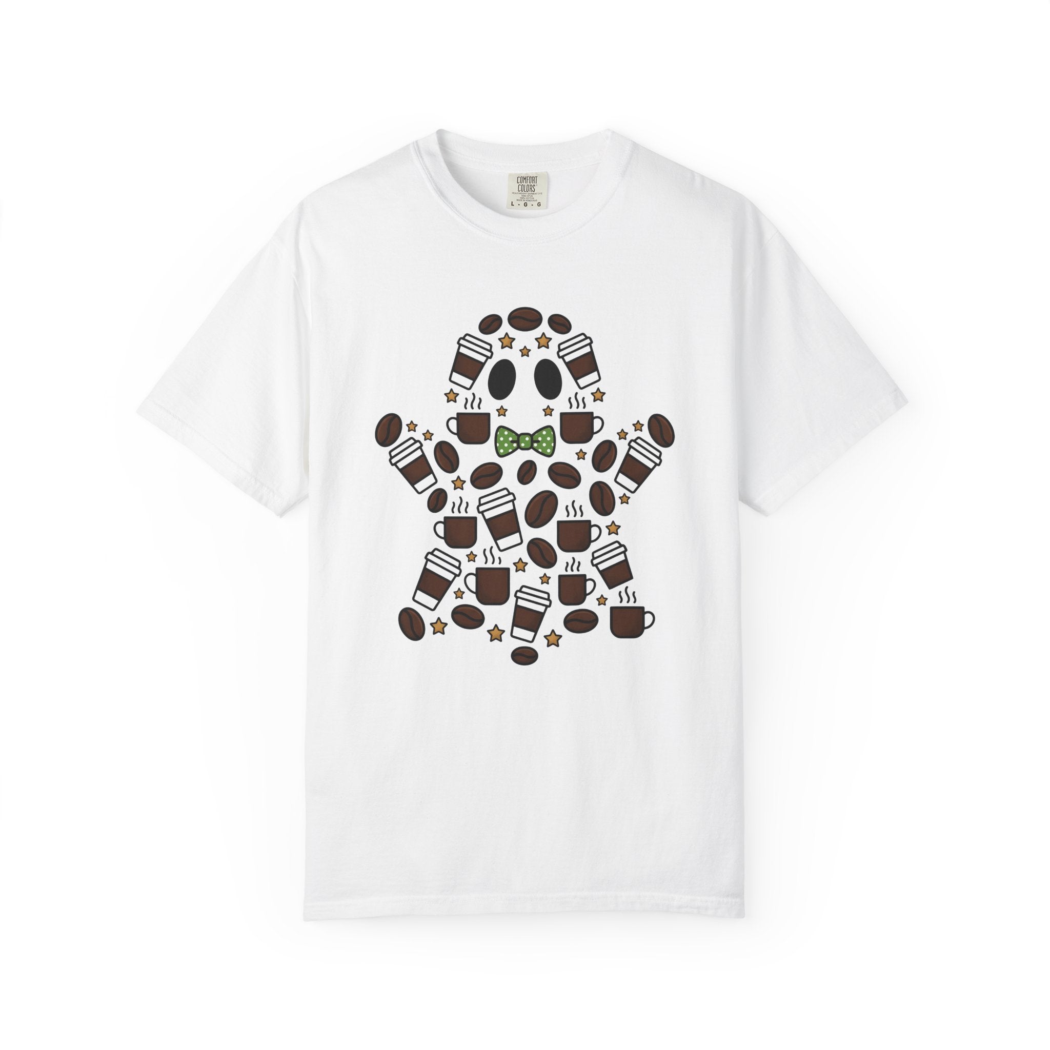 Ghost Coffee Shirt Halloween Coffee Gift Women Cartoon Tee Coffee T-Shirt Spooky Fan Cartoony Tshirt Java Graphic Doodle Coffee Beans Tshirt