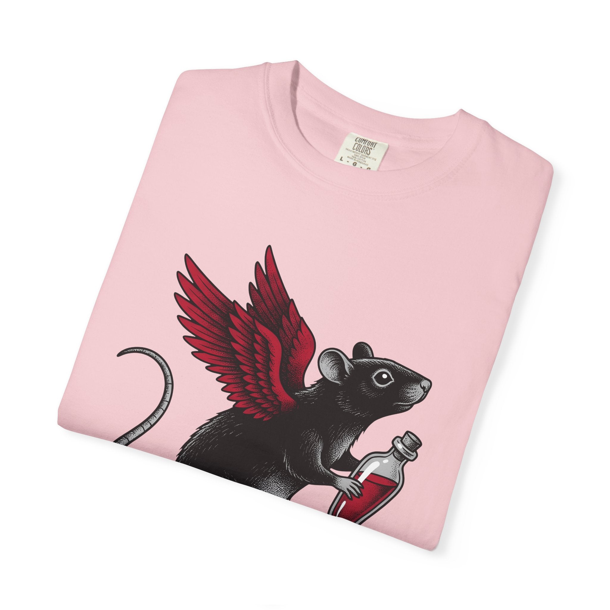 Bat Rat Shirt St. Valentine's Day Dark Gift Women Sketch Tee Rodent T-Shirt Valentine Fan Illustrated Tshirt Gothic Graphic Hand Drawn Magic