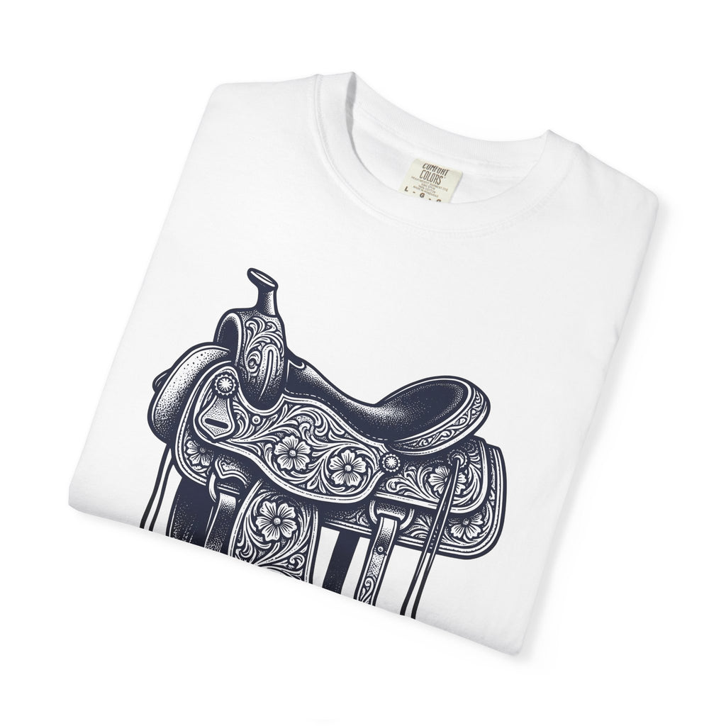 Horse Saddle Shirt Cowgirl Equestrian Gift Women Old School Tee Saddle T-Shirt Cowgirl Fan Western Tshirt Horse Riding Graphic Pencil Art