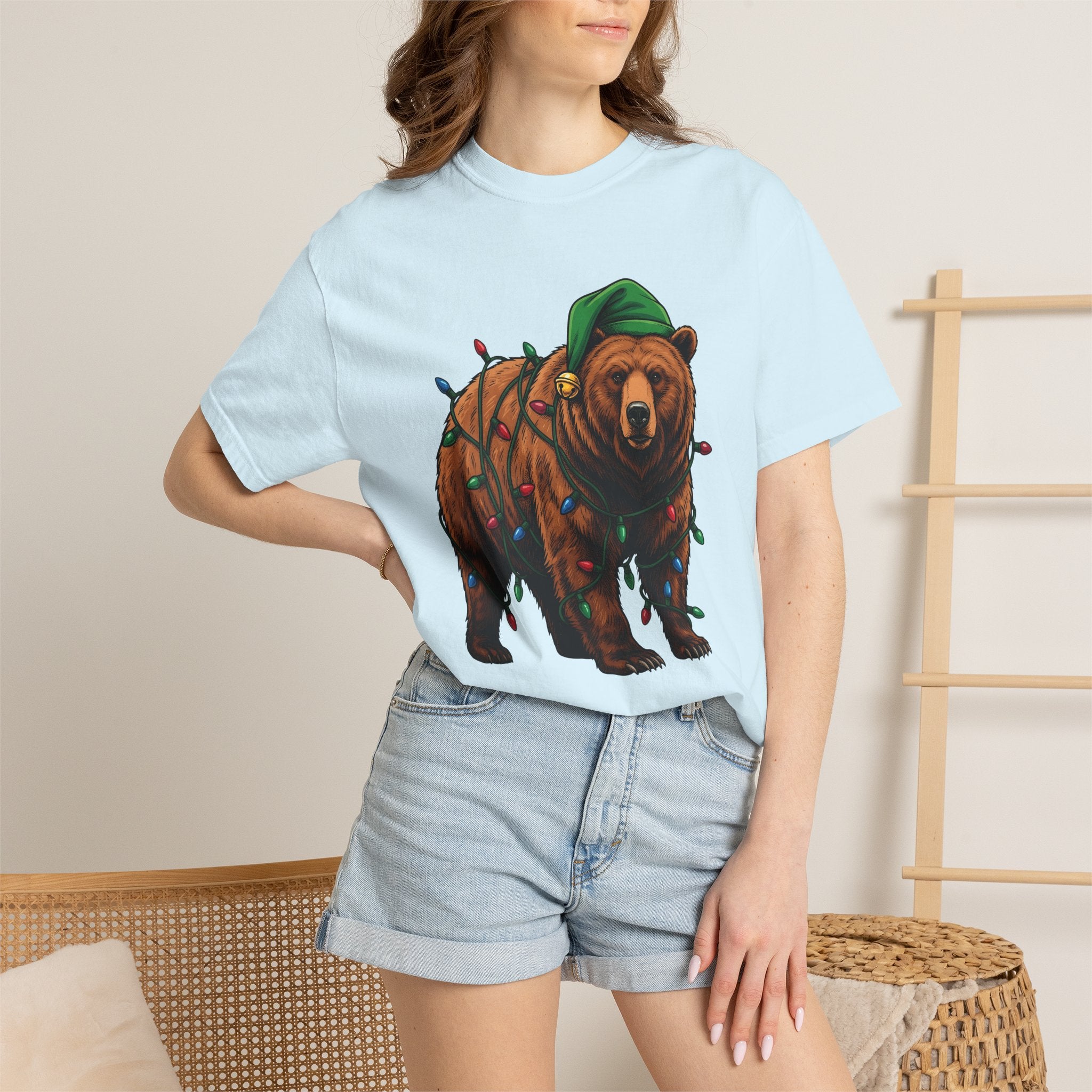 Bear Christmas Shirt Animals Christmas Gift Women Hand Drawn Tee Teddy T-Shirt Wildlife Fan Illustrated Graphic Xmas Design Vintage Holiday