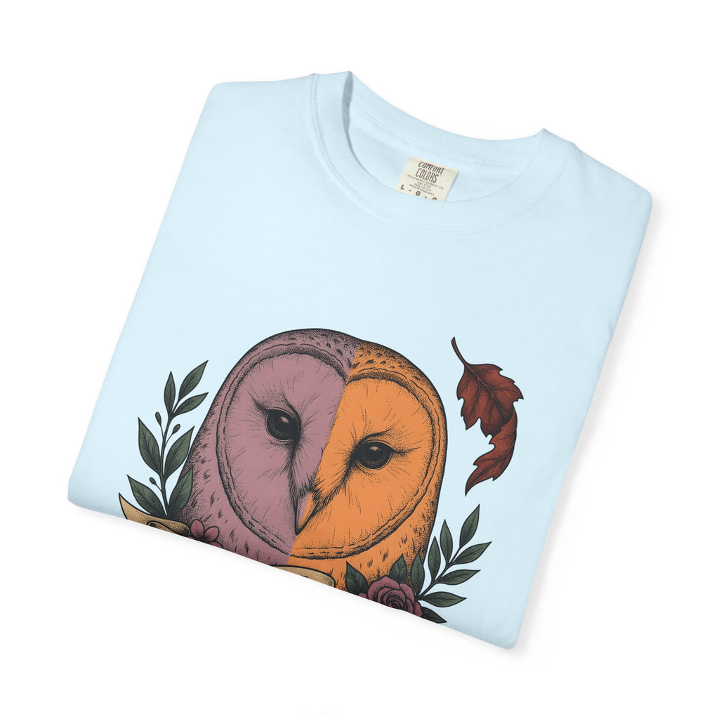 Owl Head Shirt Halloween Nature Gift Women Tattoo Tee Owl T-Shirt Horror Fan Hoot Graphic Vintage Flowers Tshirt