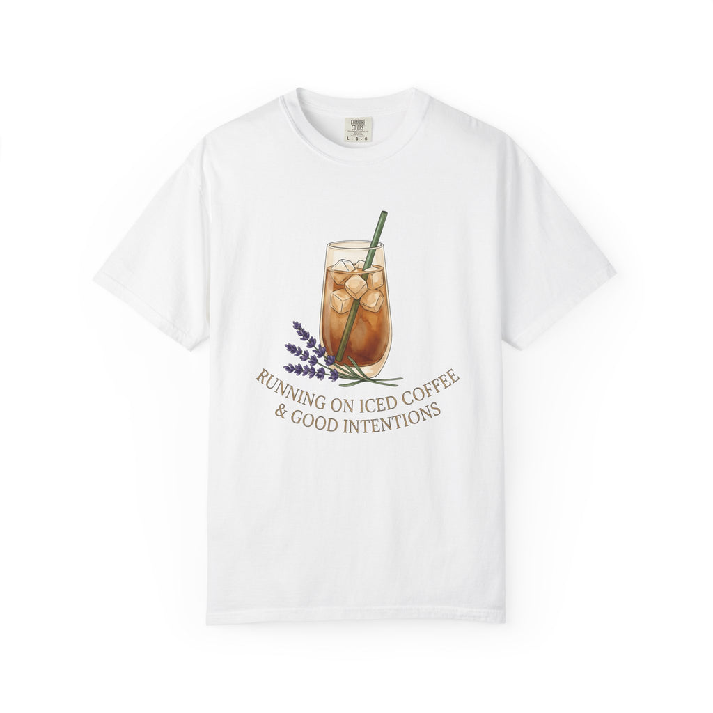 Iced Coffee Shirt Coffee Floral Gift Women Watercolor Tee Cold Brew T-Shirt Coffee Fan Watercolour Tshirt Botanical Graphic Minimalist