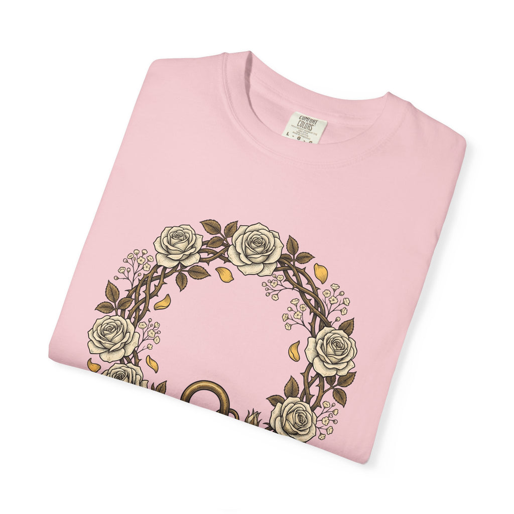 Flower Ring Shirt Holiday Bouquet Gift Women Retro Tee Floral T-Shirt Vacation Fan Vintage Tshirt Arrangement Graphic Sketch Lock Tshirt