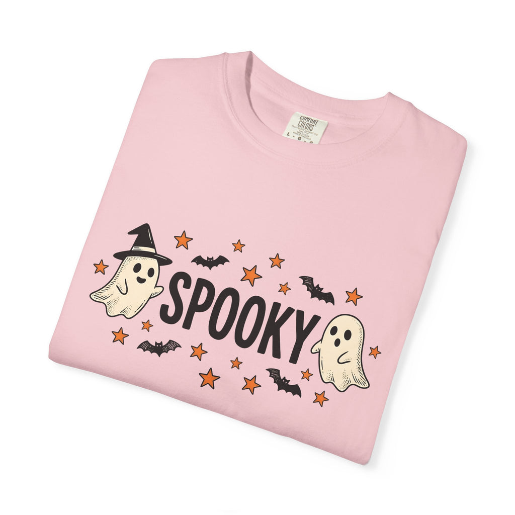 Ghost Clipart Shirt Halloween Horror Gift Women Sweet Tee Spirit T-Shirt Spooky Fan Ghostly Tshirt Horror Graphic Doodle Vampire Bat Tshirt