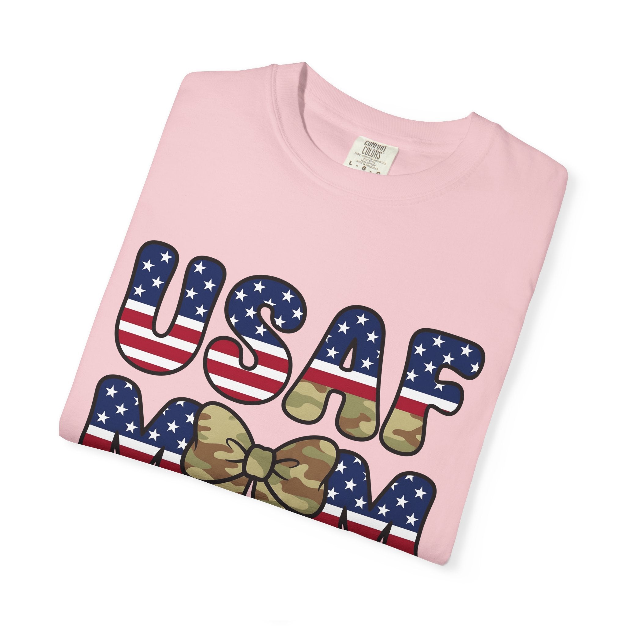 Camo Hair Bow Shirt Military Mom Freedom Gift Women Thick Tee Hair Bow T-Shirt Military Wife Fan Bold Tshirt Liberty Graphic Old School
